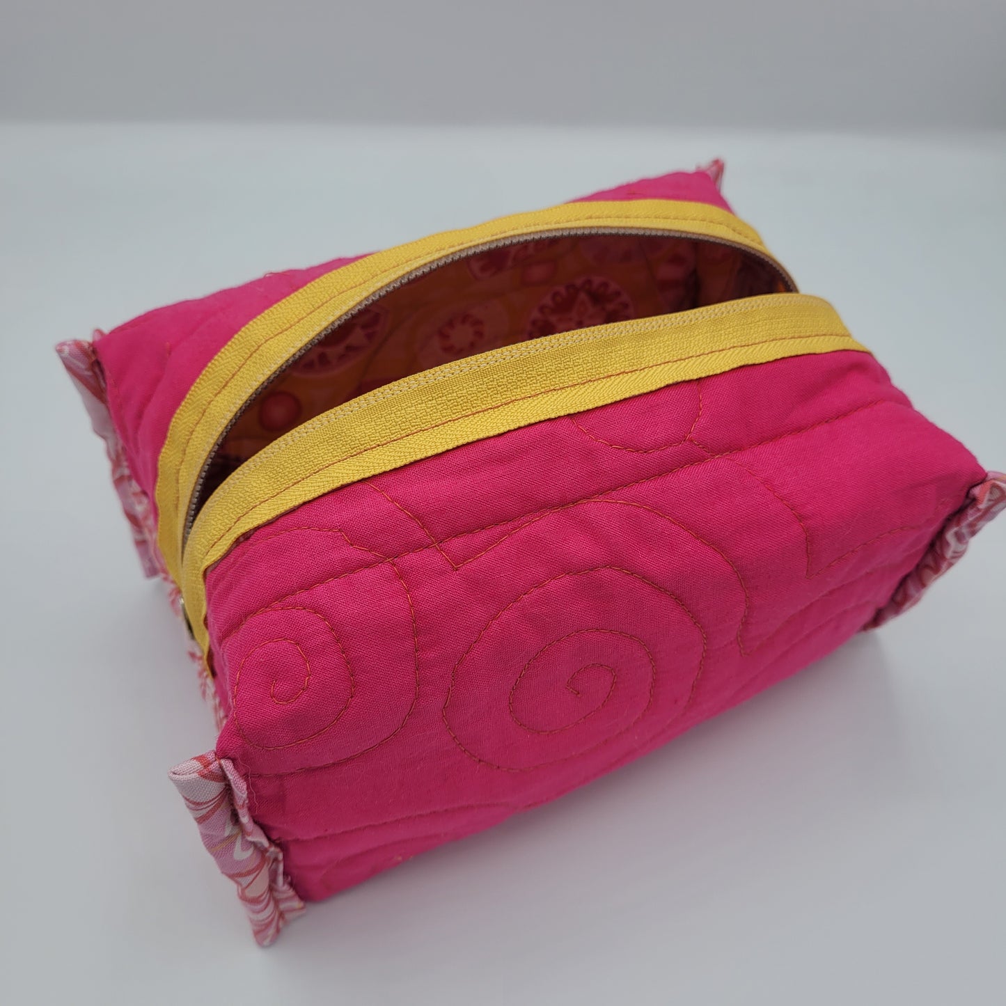 Zipper Box Bag | Holland Pouch | Yellow Pink Floral Print | Small