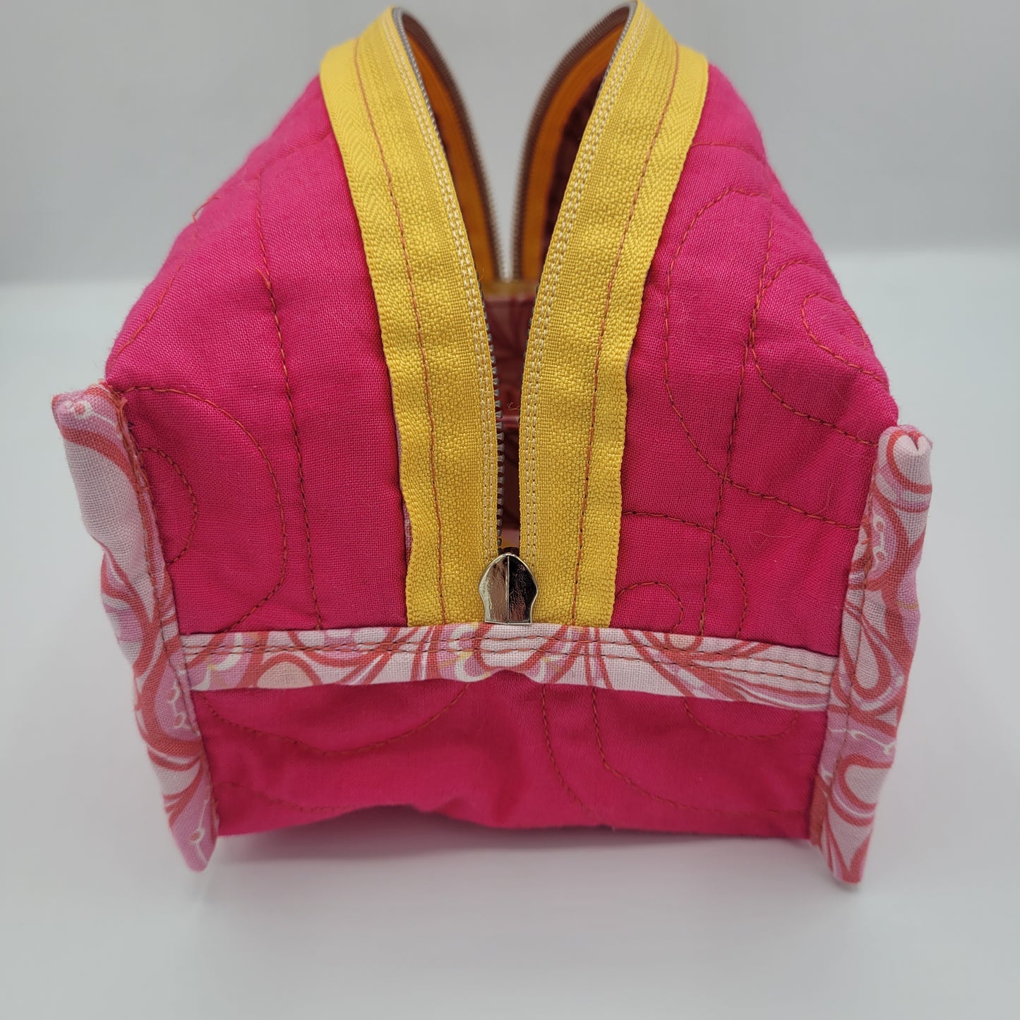 Zipper Box Bag | Holland Pouch | Yellow Pink Floral Print | Small