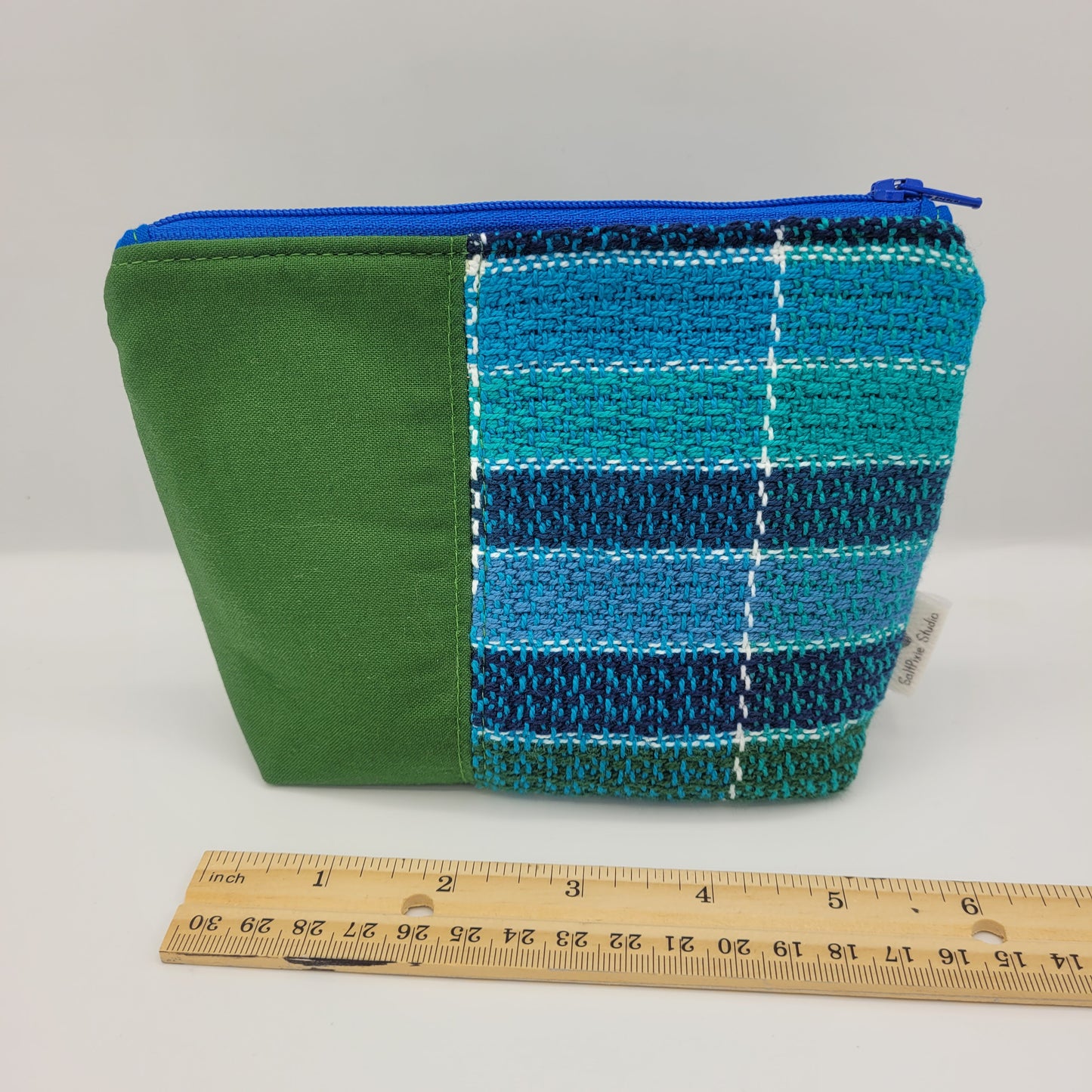 Zipper Pouch | Cecily Bag | Handwoven Greens & Blues | Small