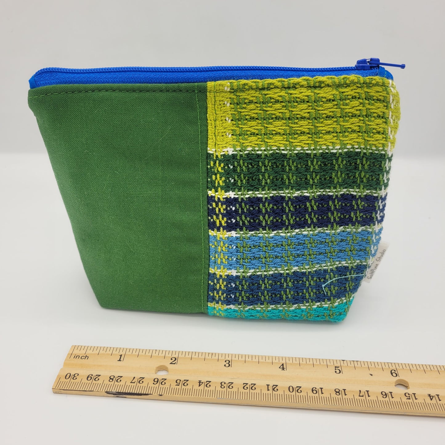 Zipper Pouch | Cecily Bag | Handwoven Greens & Blues | Small