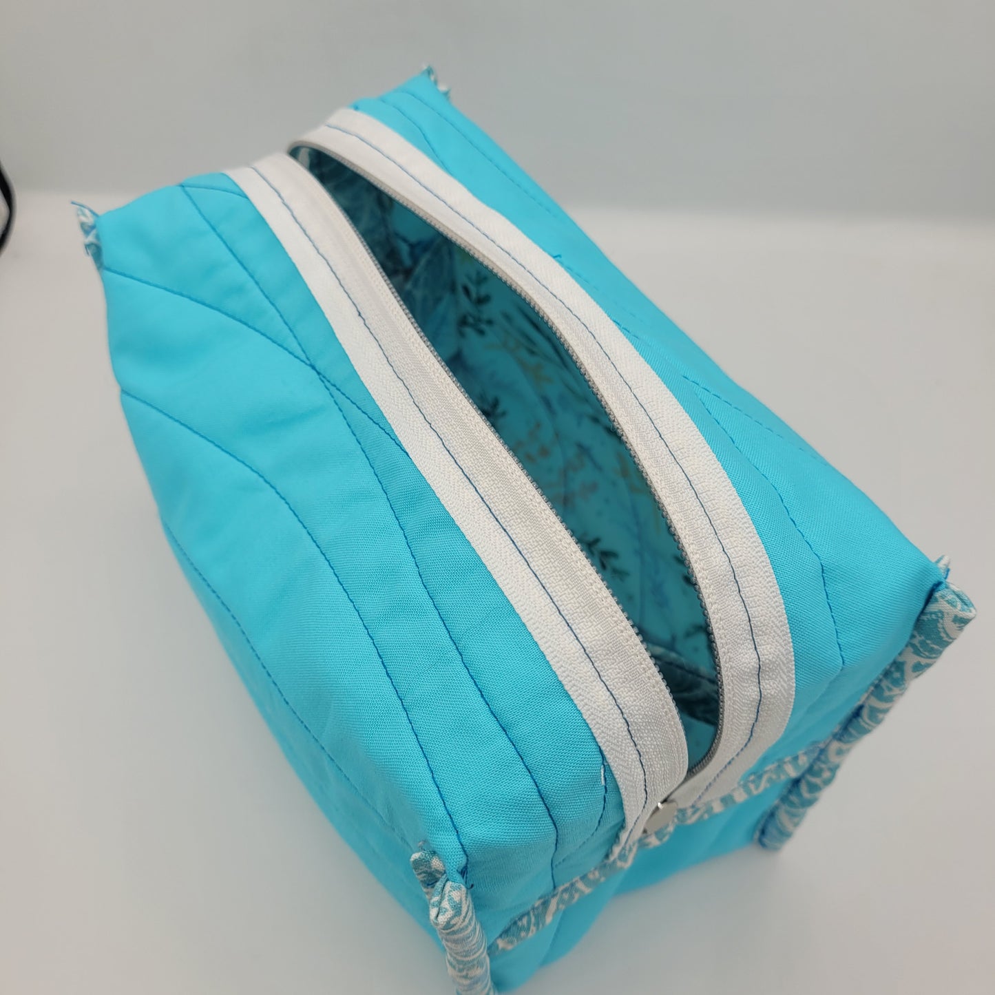Zipper Box Bag | Holland Pouch | Blue White Nautical Print | Large