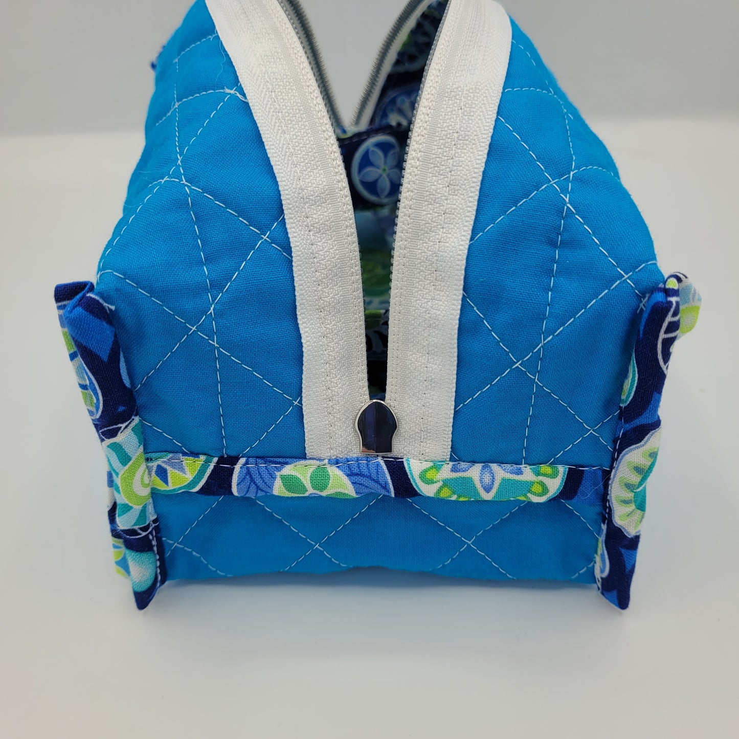 Zipper Box Bag | Holland Pouch | Blue Floral Paisley | Small