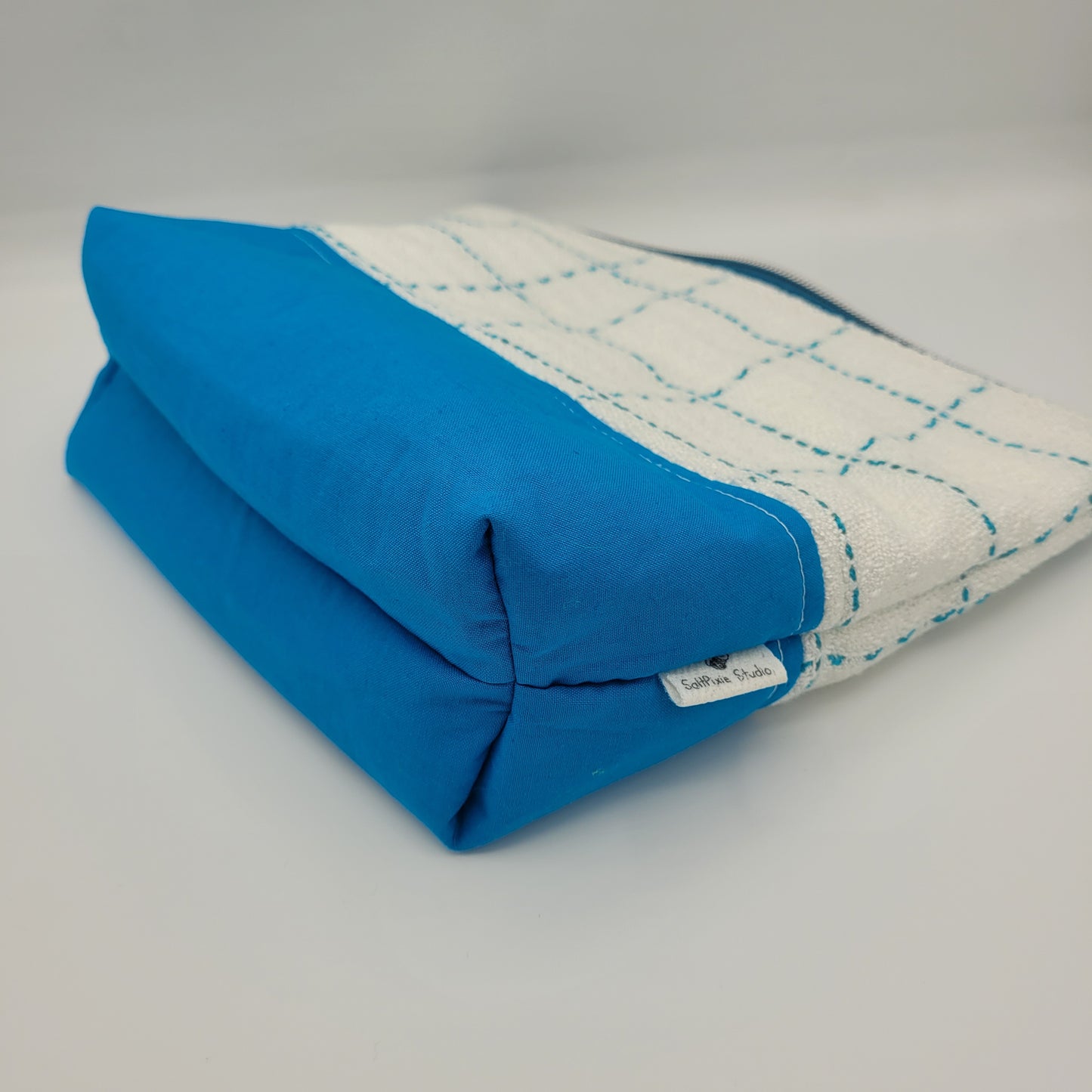 Zipper Pouch | Cecily Bag | Handwoven Blue & White Print | Large