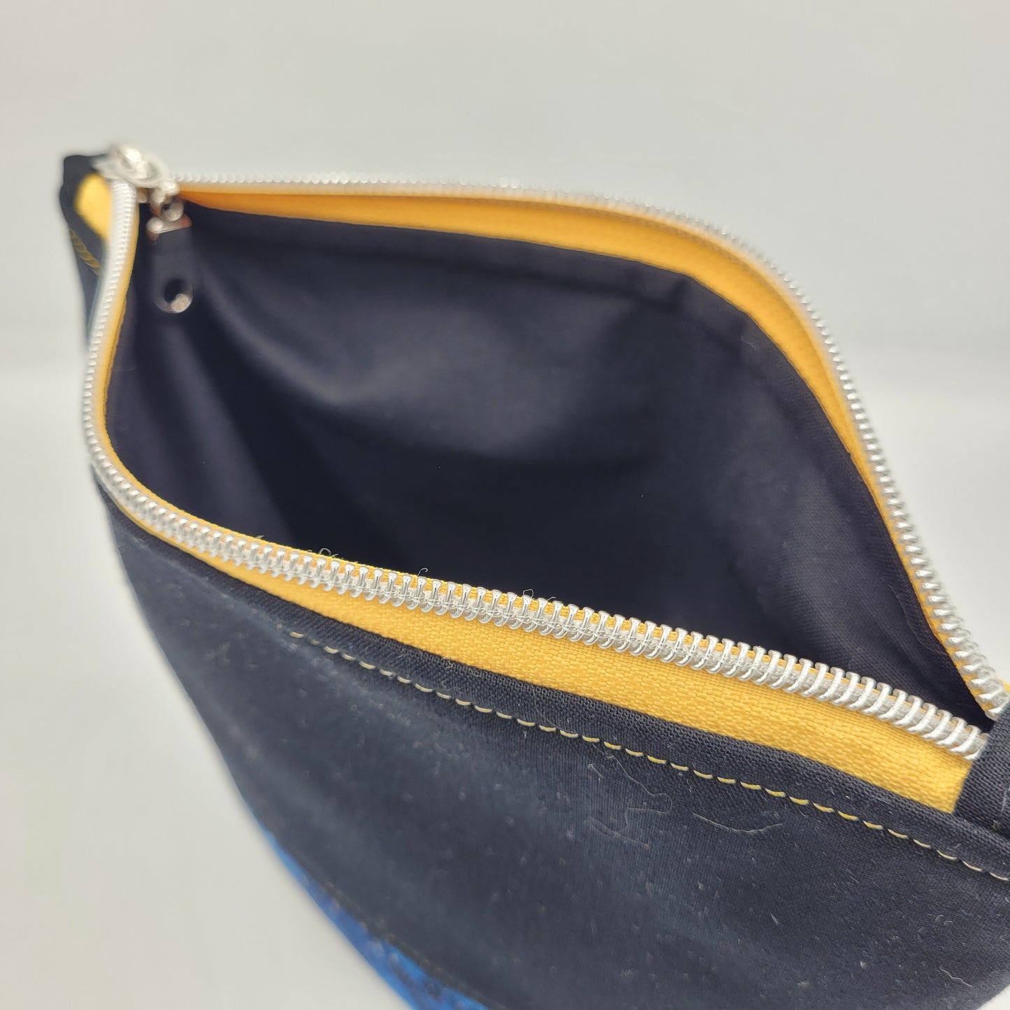 Zipper Pouch | Two Panel Cotton | Blue Galaxy & Solid A | Medium