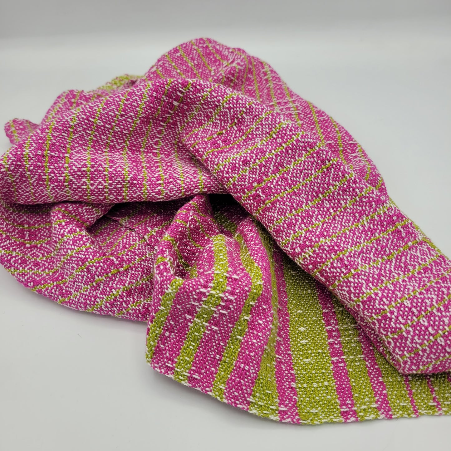 Cowl | Pink & Green | Cotton & Tencel Blend | Twisted Mobius Cowl