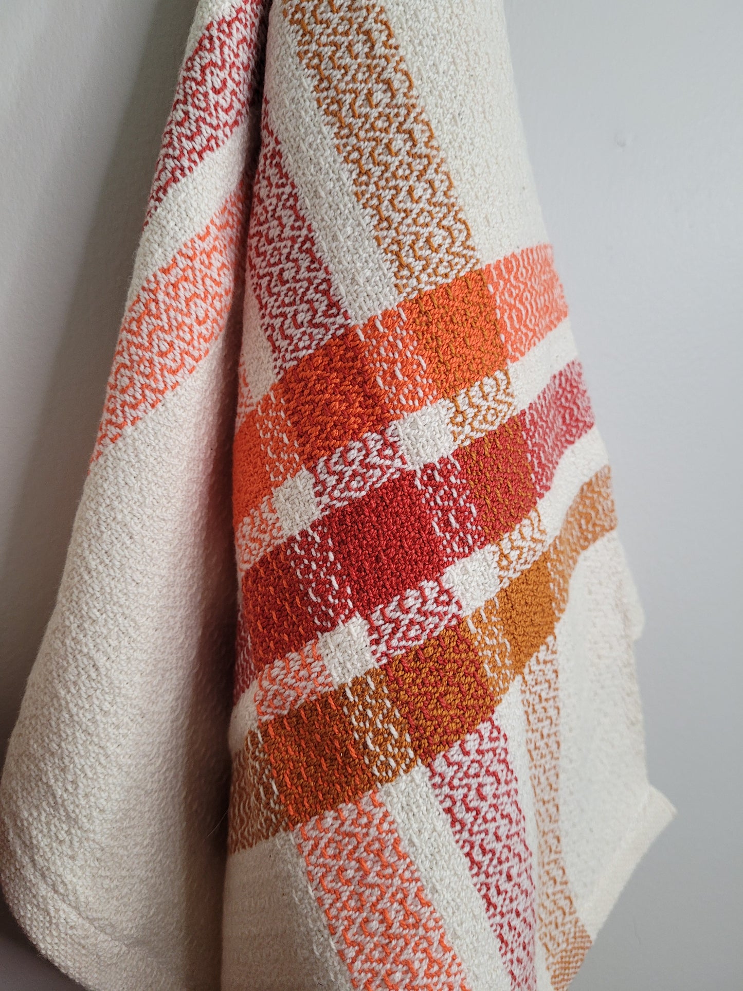 Dishtowel | Handwoven Kitchen Towel | Shades of Orange Stripes