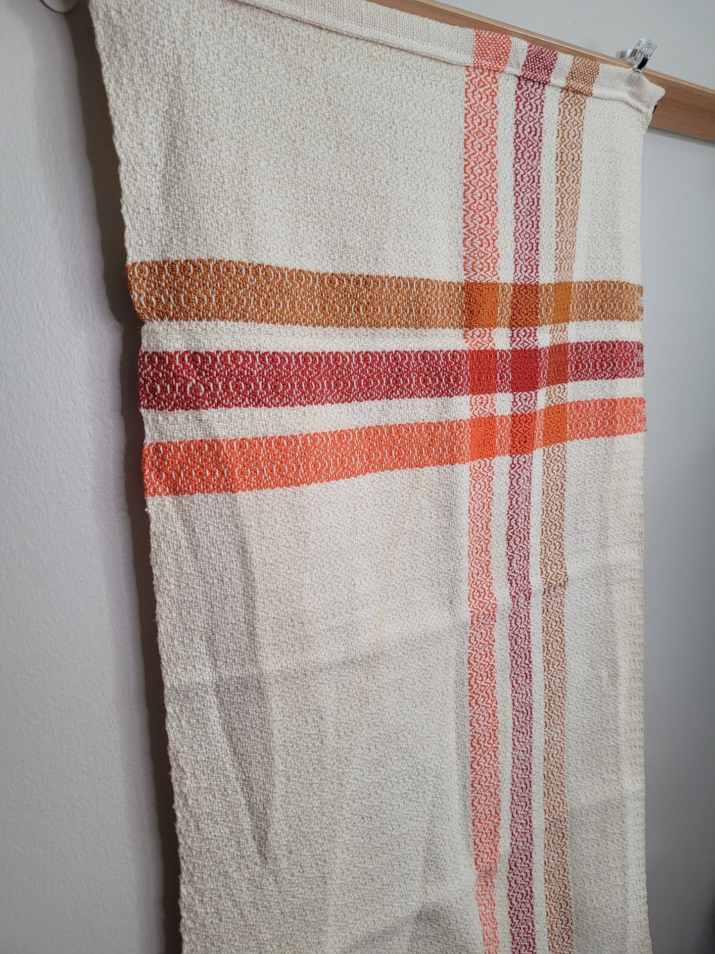 Dishtowel | Handwoven Kitchen Towel | Shades of Orange Stripes
