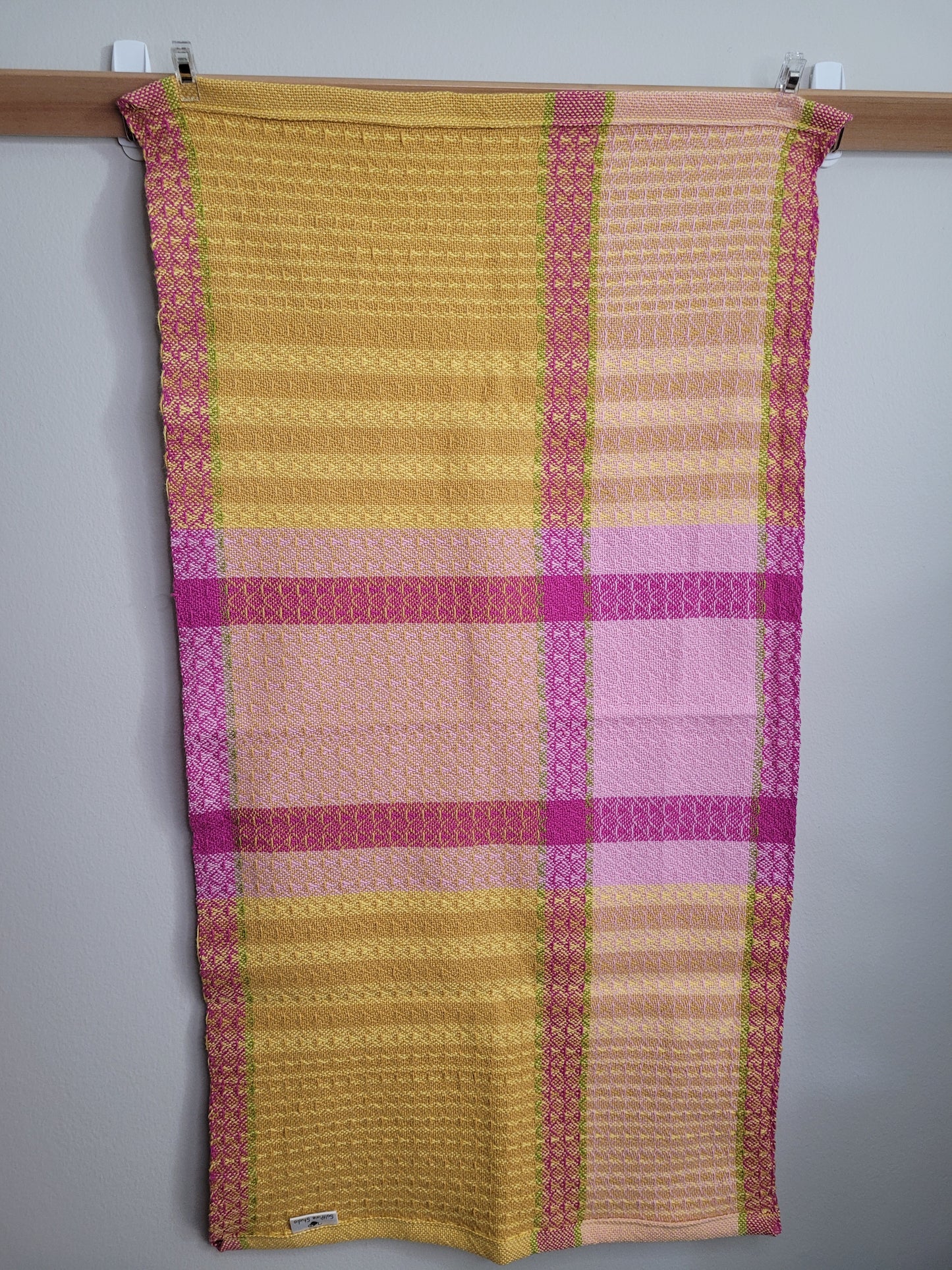 Dishtowel | Handwoven Kitchen Towel | Strawberry Lemonade | Pink, Yellows, Lime Green | Variant 2