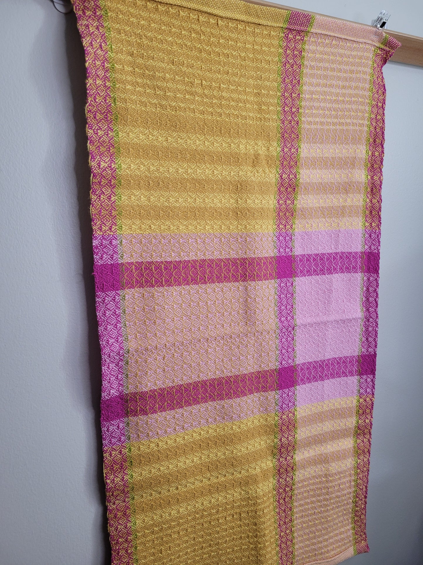 Dishtowel | Handwoven Kitchen Towel | Strawberry Lemonade | Pink, Yellows, Lime Green | Variant 2