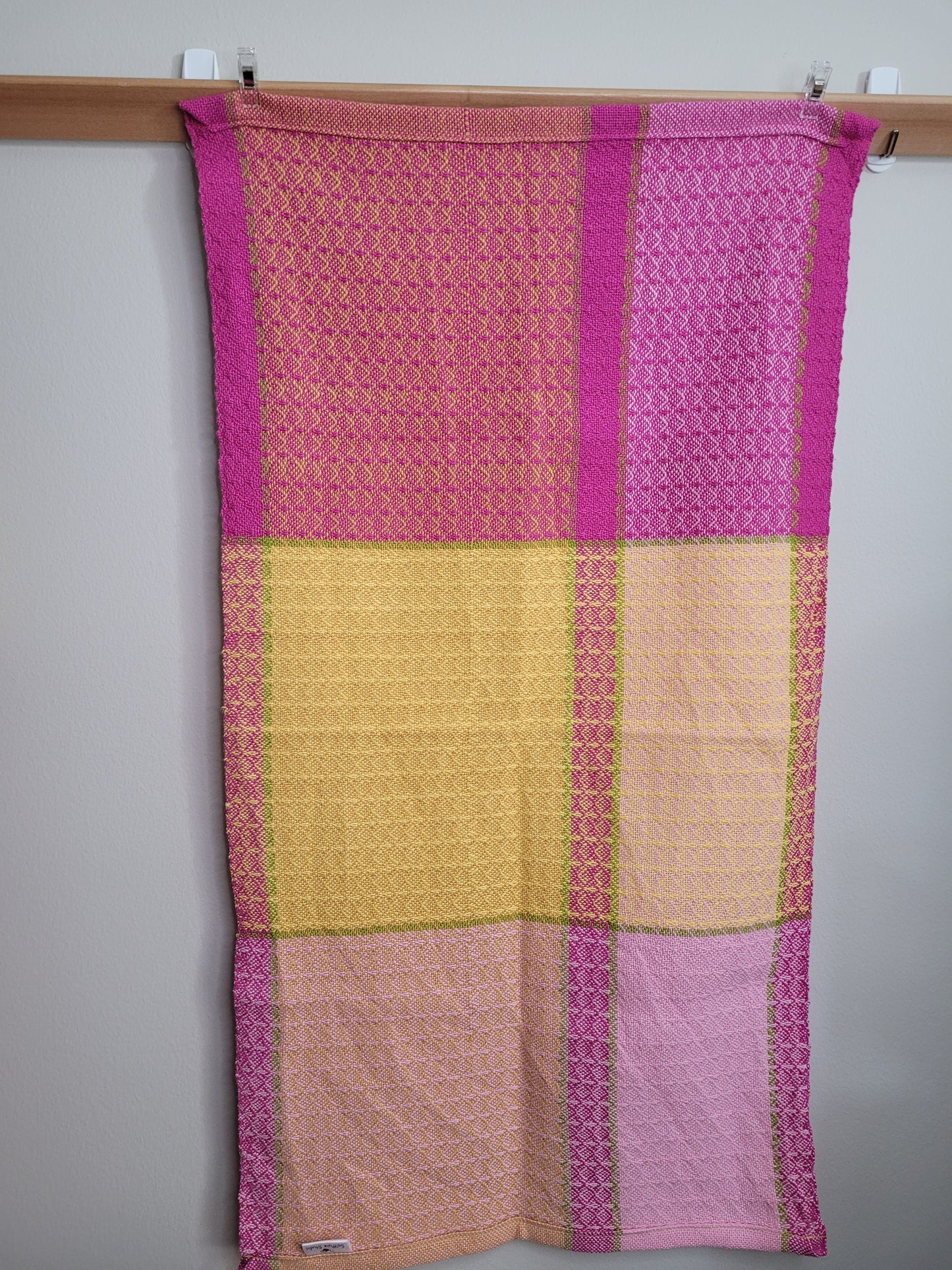 Dishtowel | Handwoven Kitchen Towel | Strawberry Lemonade | Pink, Yellows, Lime Green | Variant 3
