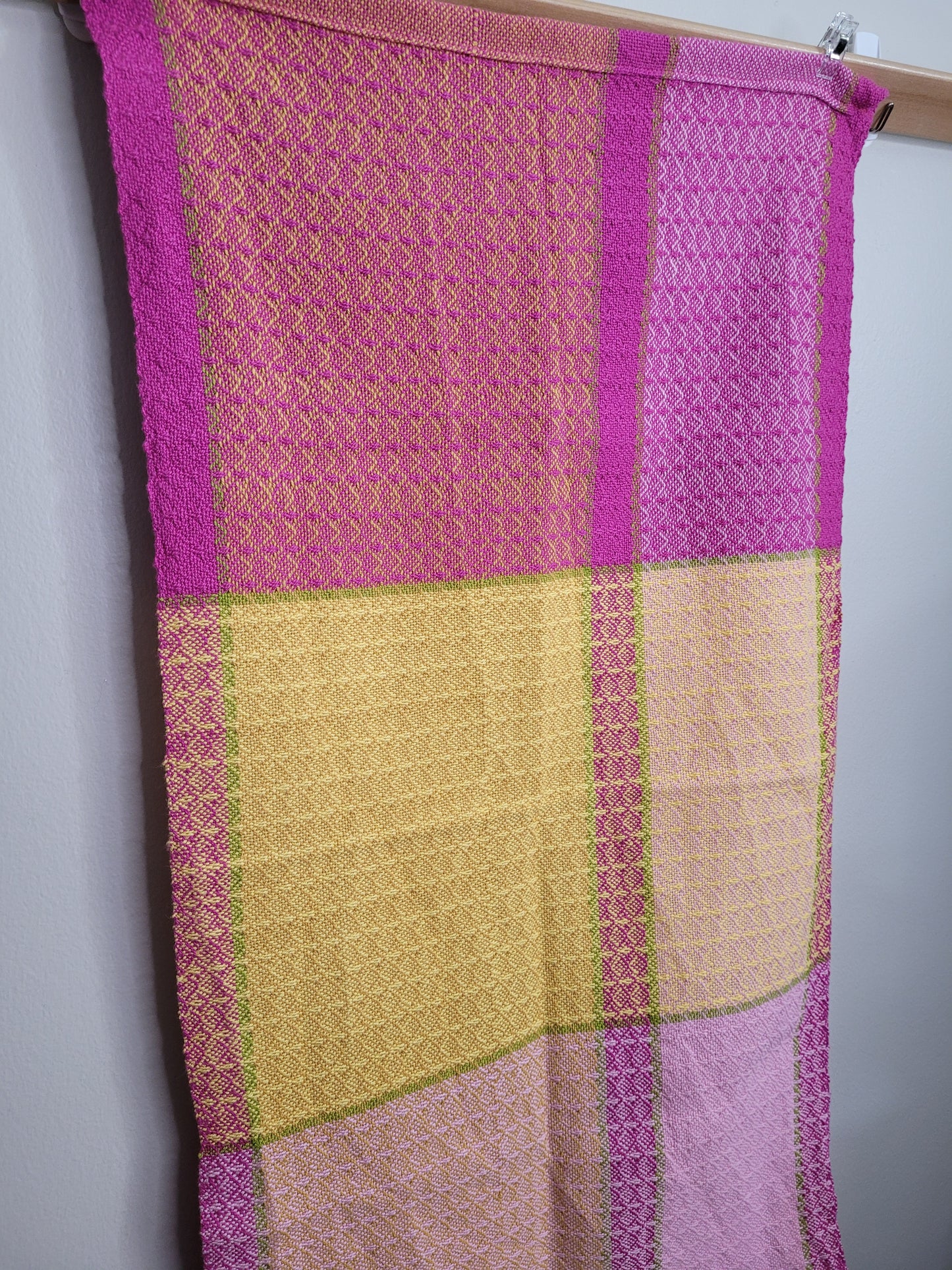 Dishtowel | Handwoven Kitchen Towel | Strawberry Lemonade | Pink, Yellows, Lime Green | Variant 3