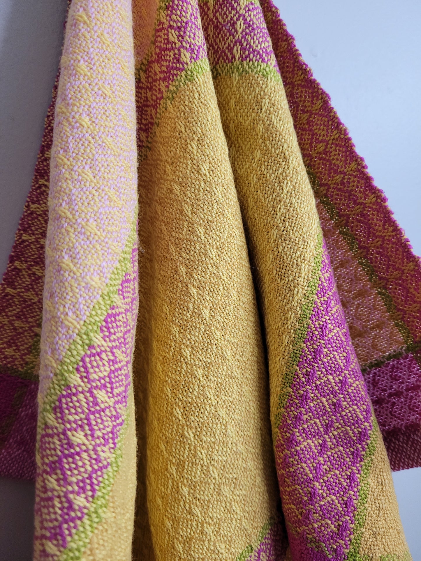 Dishtowel | Handwoven Kitchen Towel | Strawberry Lemonade | Pink, Yellows, Lime Green | Variant 6