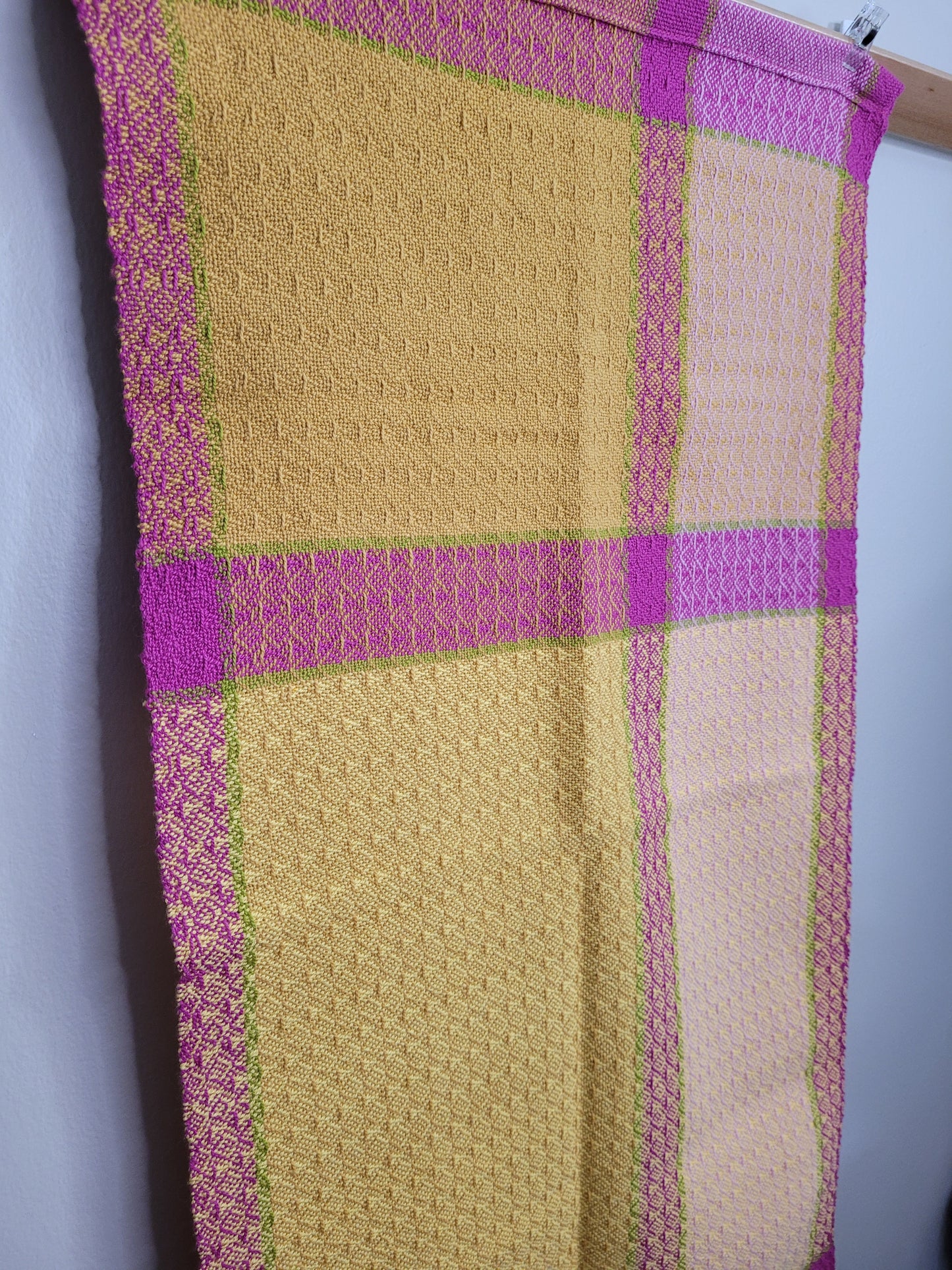 Dishtowel | Handwoven Kitchen Towel | Strawberry Lemonade | Pink, Yellows, Lime Green | Variant 6