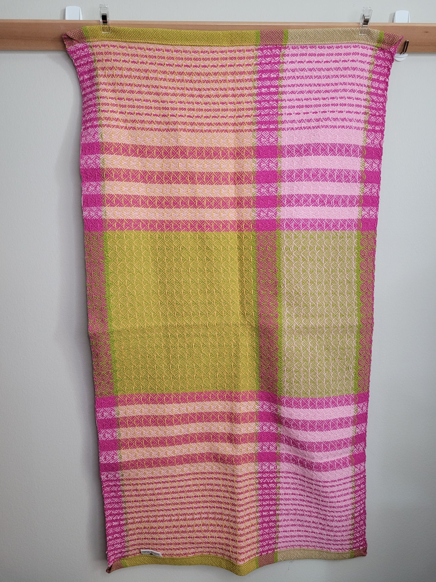 Dishtowel | Handwoven Kitchen Towel | Strawberry Lemonade | Pink, Yellows, Lime Green | Variant 7