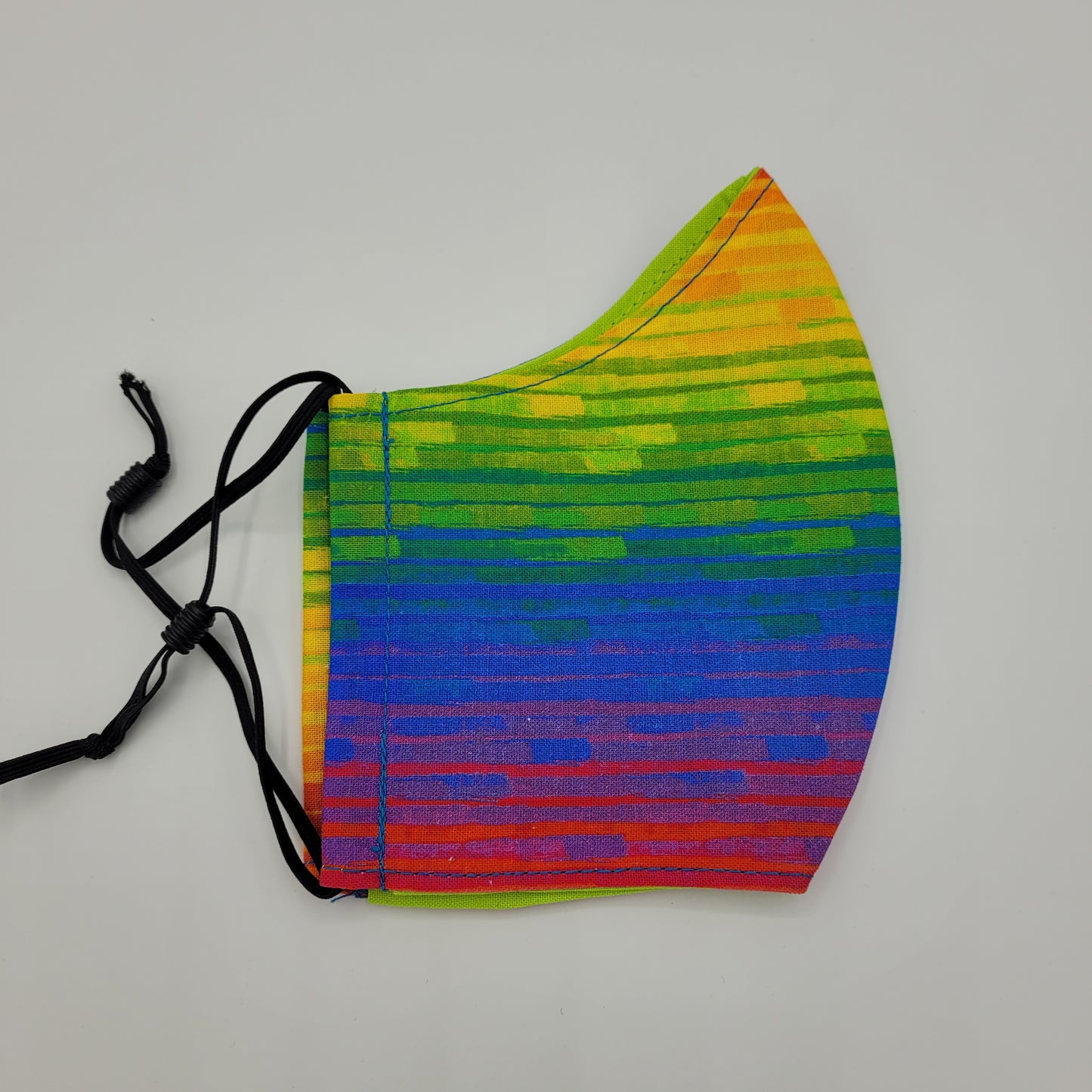 Cotton Face Mask w/ Filter Pocket | Adjustable Tie Ear Loops | Rainbow Gradient Stripes | Washable Mask