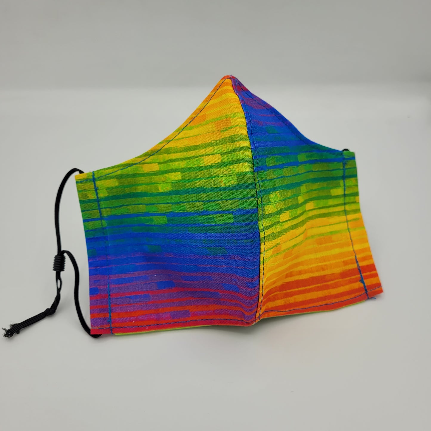 Cotton Face Mask w/ Filter Pocket | Adjustable Tie Ear Loops | Rainbow Gradient Stripes | Washable Mask