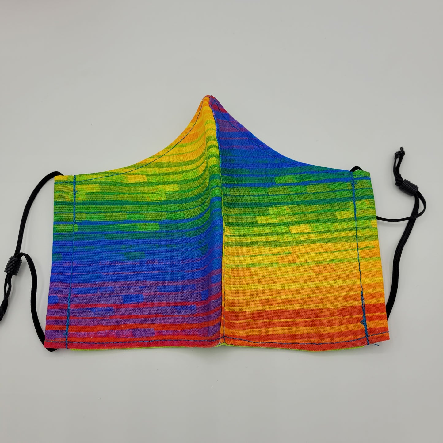 Cotton Face Mask w/ Filter Pocket | Adjustable Tie Ear Loops | Rainbow Gradient Stripes | Washable Mask