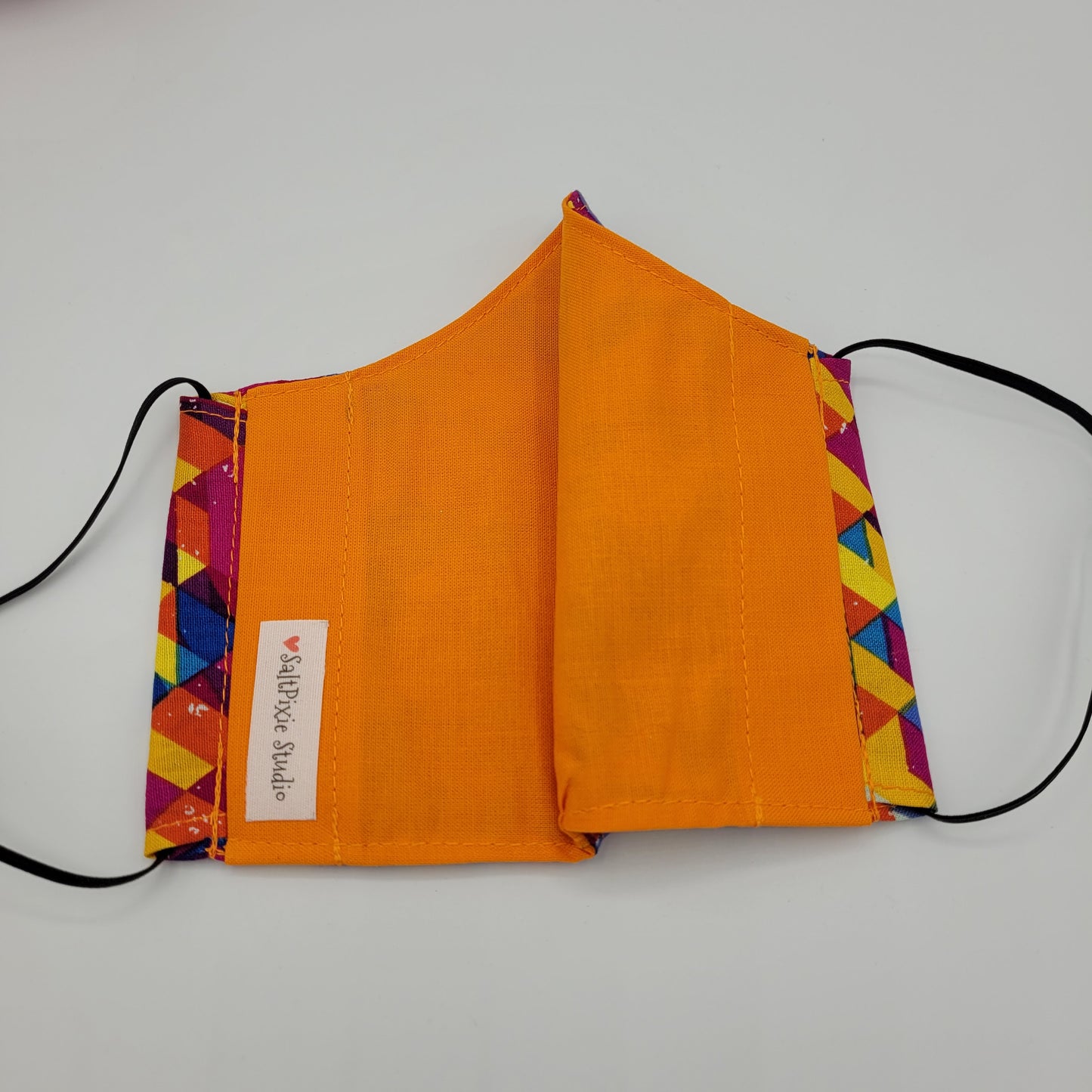 Cotton Face Mask w/ Filter Pocket | Adjustable Tie Ear Loops | Geometric Kalidoscope Print | Washable Mask