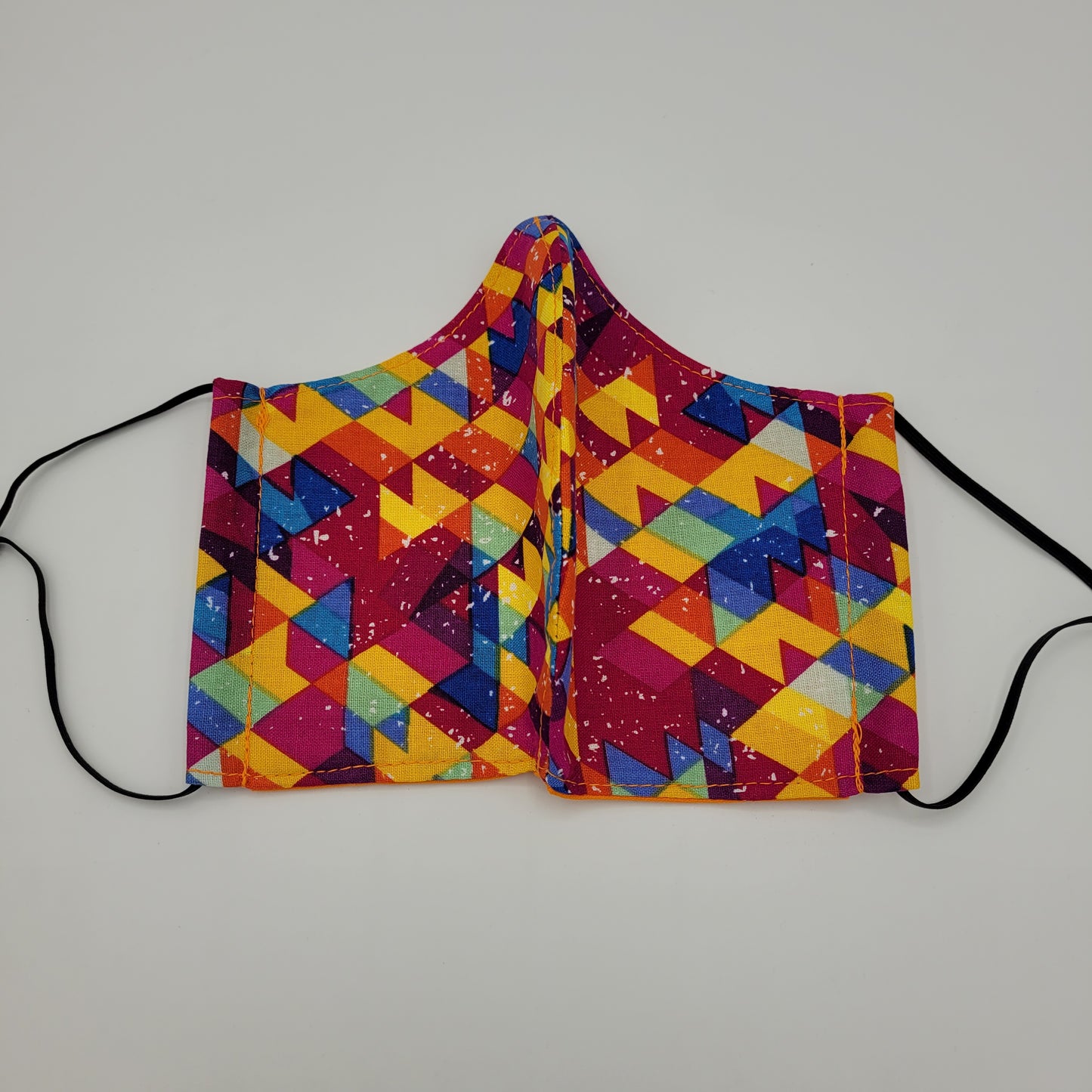 Cotton Face Mask w/ Filter Pocket | Adjustable Tie Ear Loops | Geometric Kalidoscope Print | Washable Mask