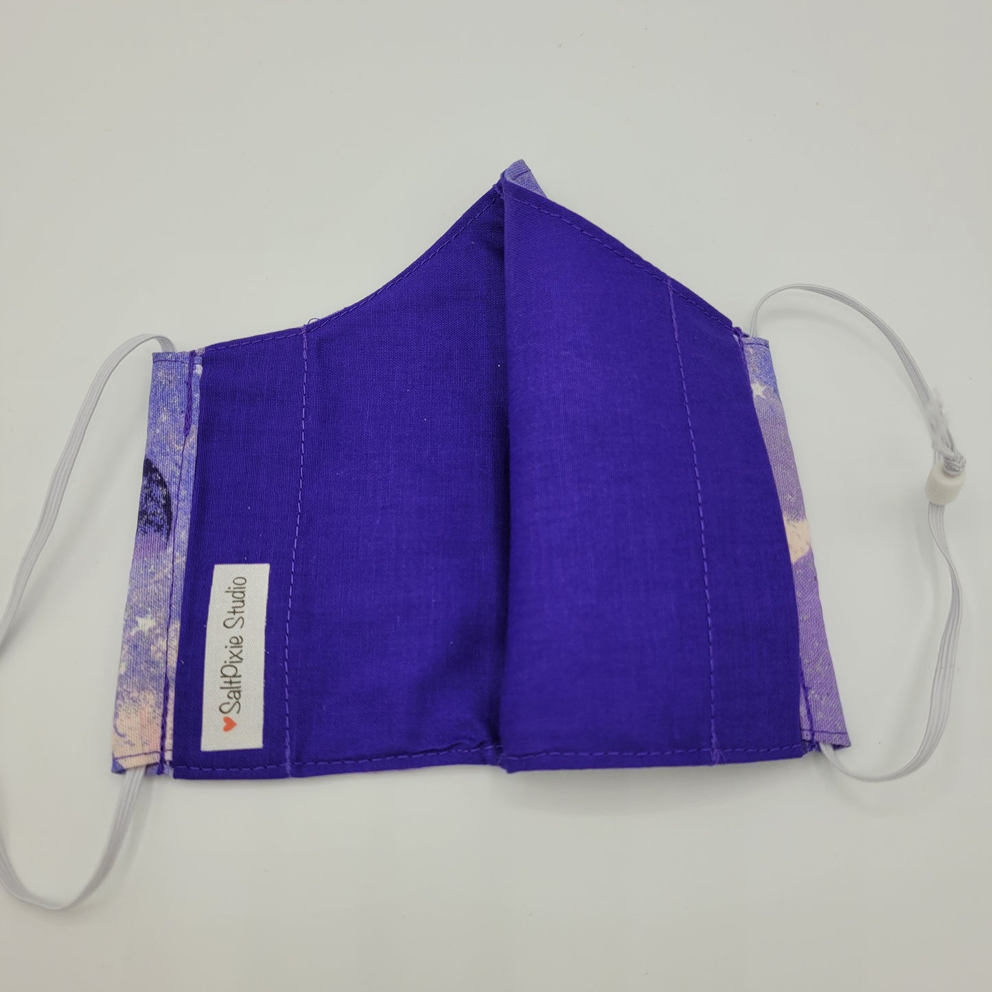 Cotton Face Mask w/ Filter Pocket | Adjustable Tie Ear Loops | Purple Stars & Moons | Washable Mask