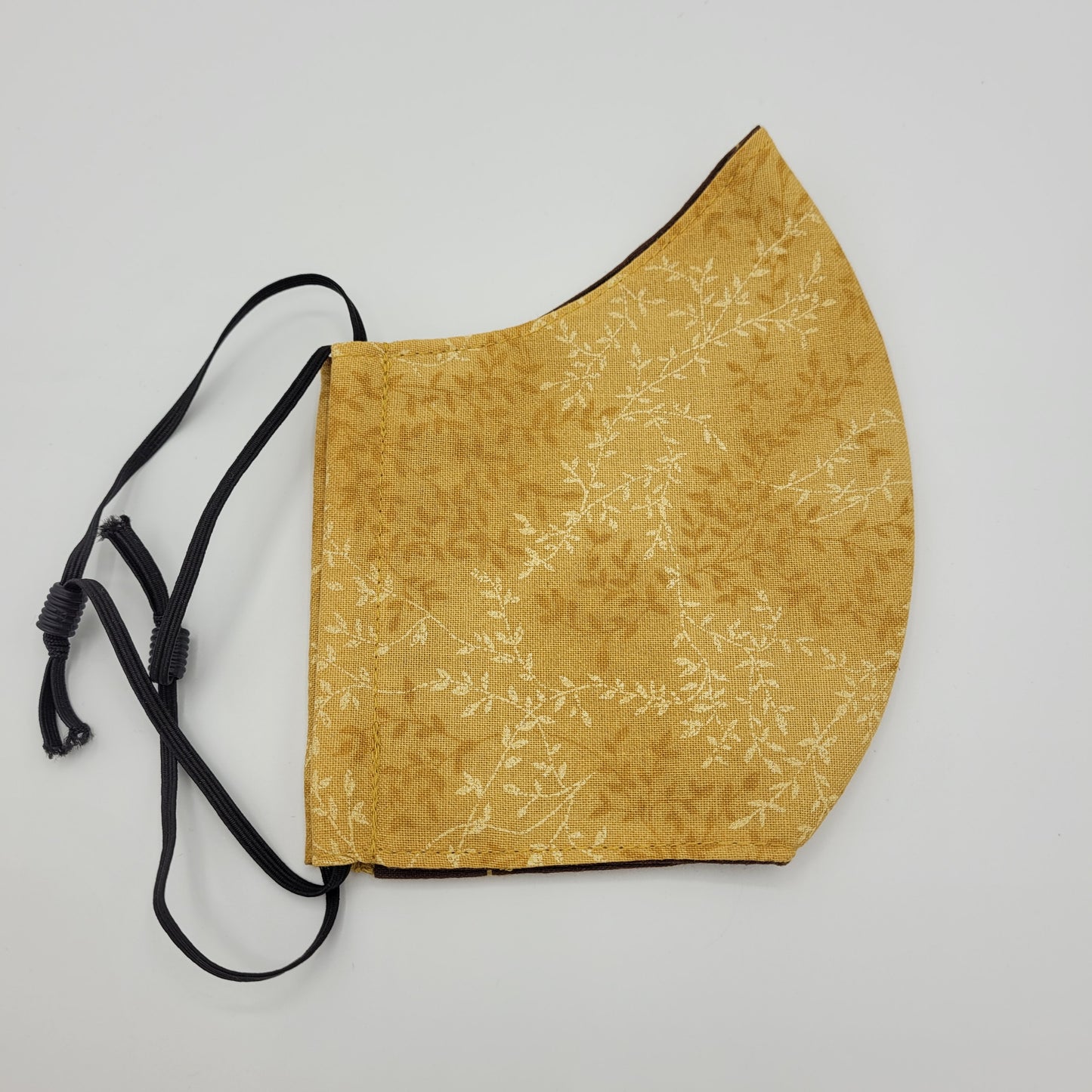 Cotton Face Mask w/ Filter Pocket | Adjustable Tie Ear Loops | Gold/Yellow Floral | Washable Mask