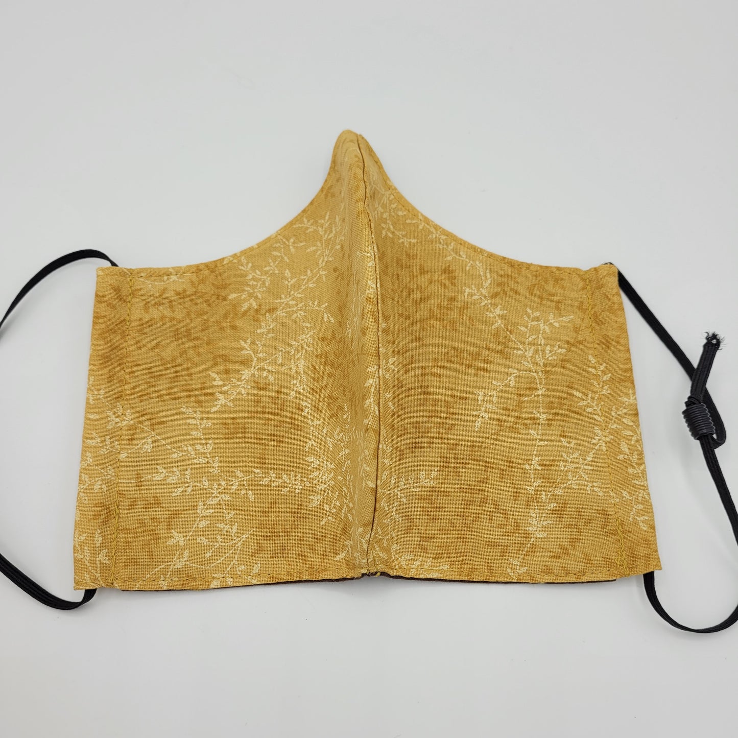 Cotton Face Mask w/ Filter Pocket | Adjustable Tie Ear Loops | Gold/Yellow Floral | Washable Mask
