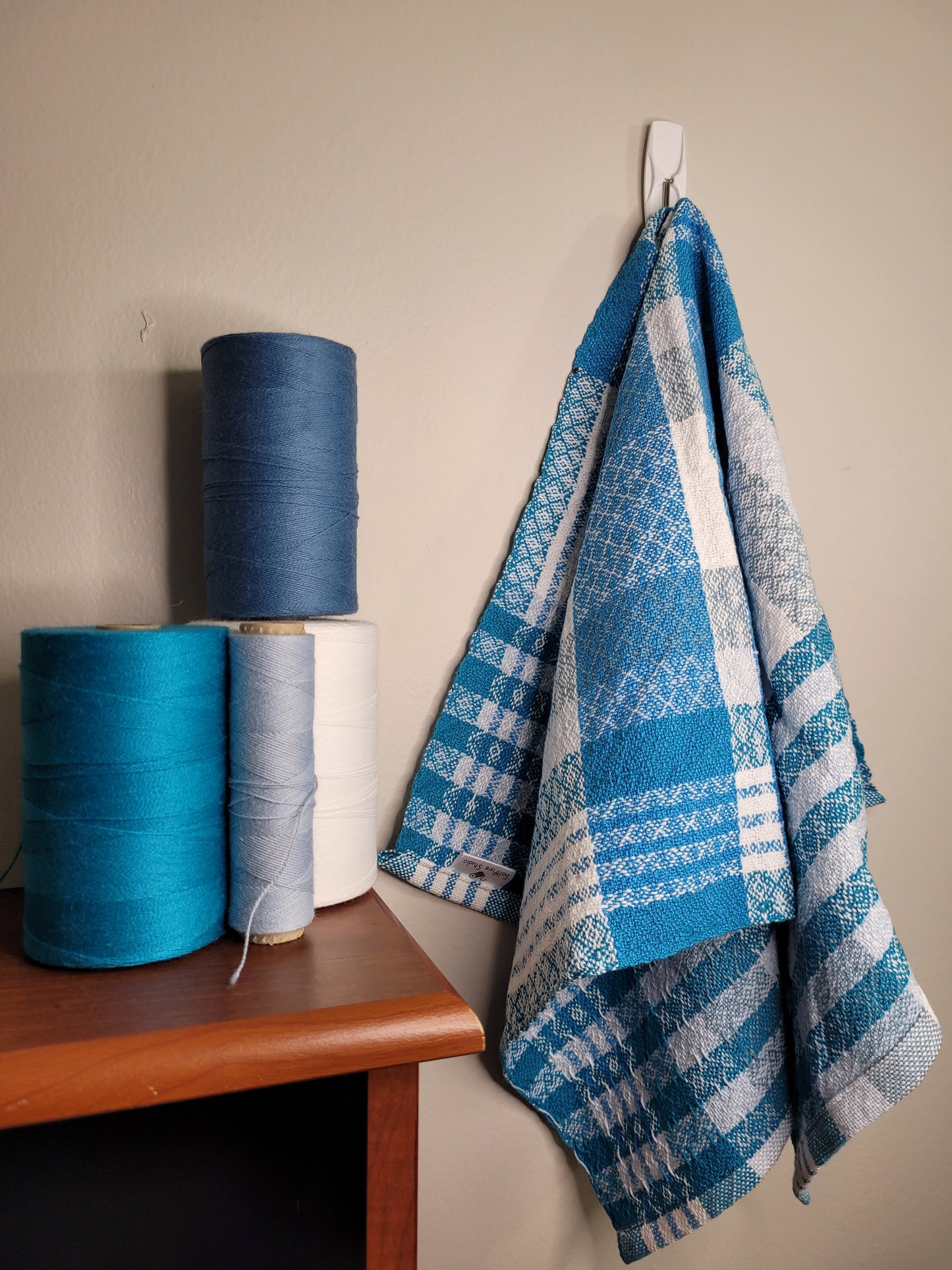 Dishtowel | Handwoven Kitchen Towel | Beachside Blues | Blues & White | Variant 5