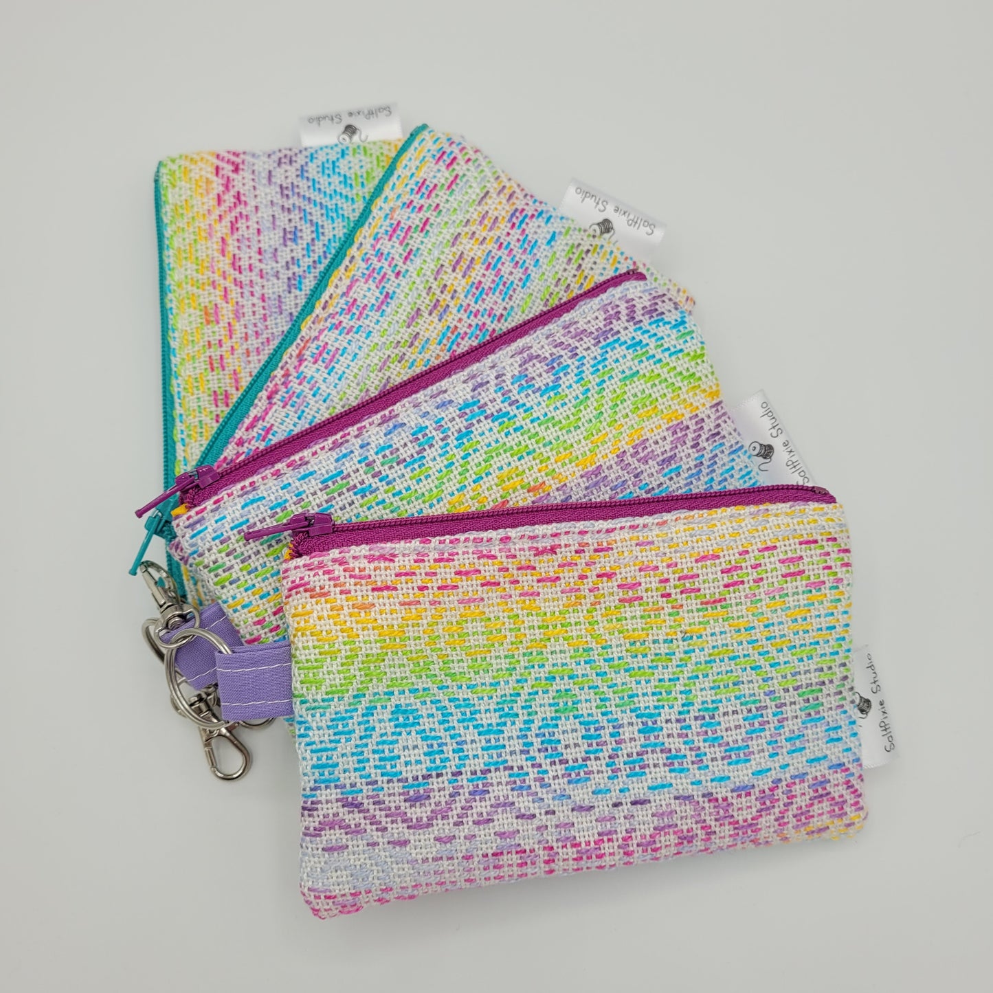 Mini Zipper Pouch | Handwoven Rayon & Tencel | Gradient Rainbow