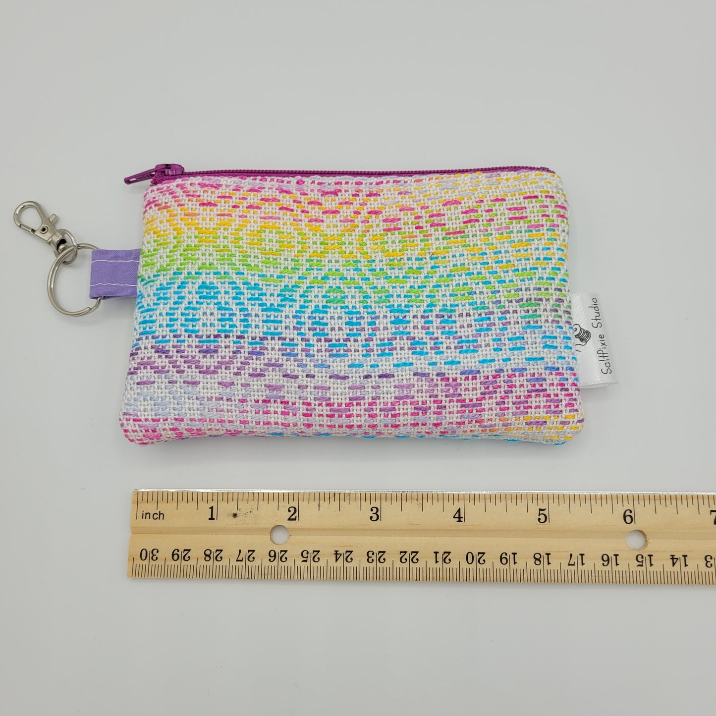 Mini Zipper Pouch | Handwoven Rayon & Tencel | Gradient Rainbow