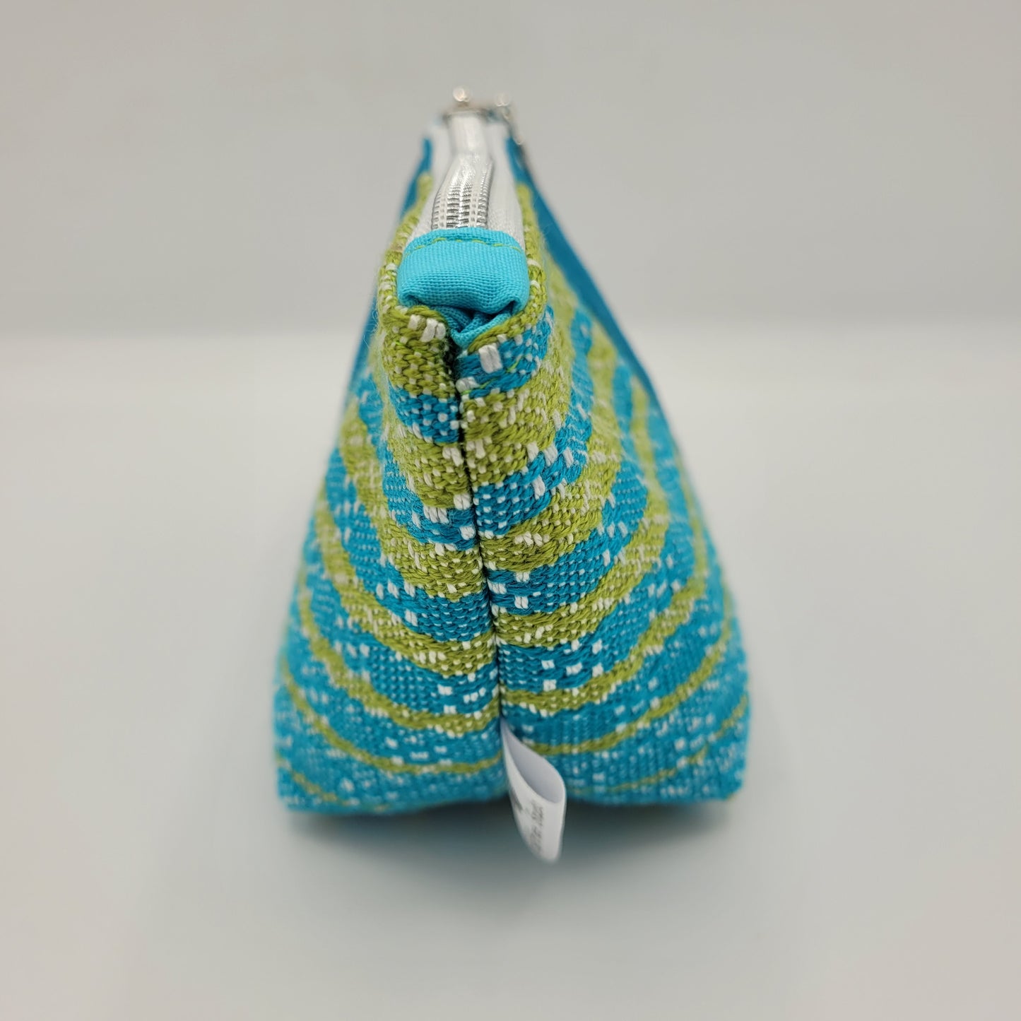 Trinket Bag | Handwoven + Cotton | Turquoise/Lime Hexagon Weave