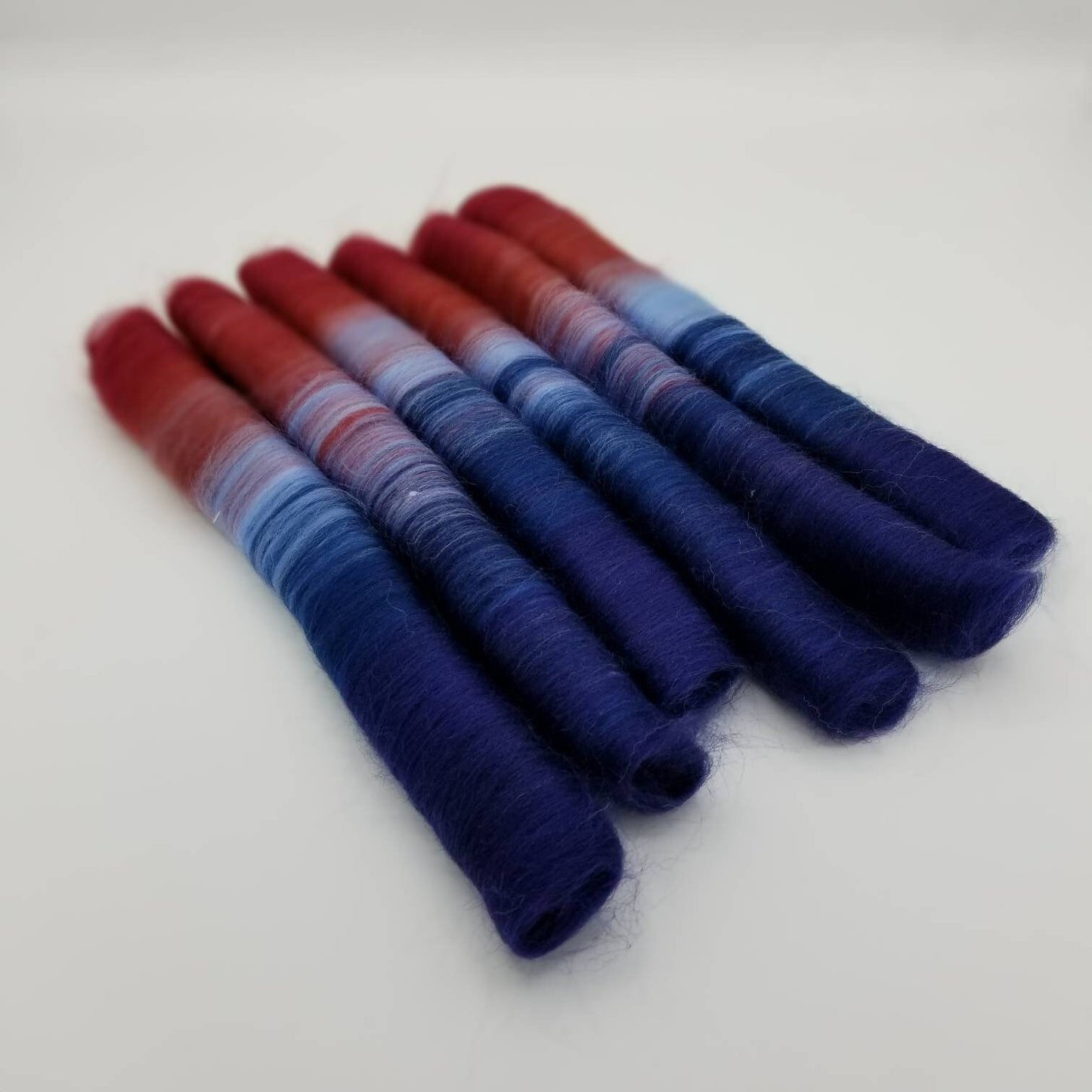 Skinny Rolags "Frostbitten" Punis For Spinning and Felting/50g/ Handmade Custom Blend of Merino Tussah Silk