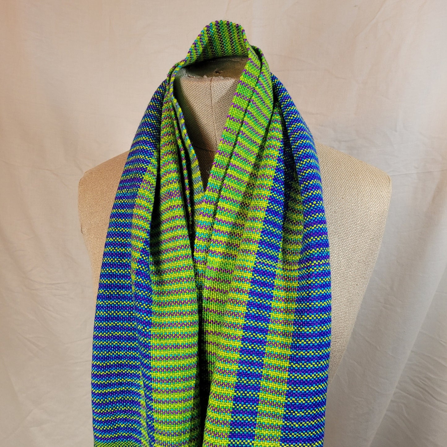 Handwoven Scarf | Wrap | Green & Blue Blend | Wool Silk Blend