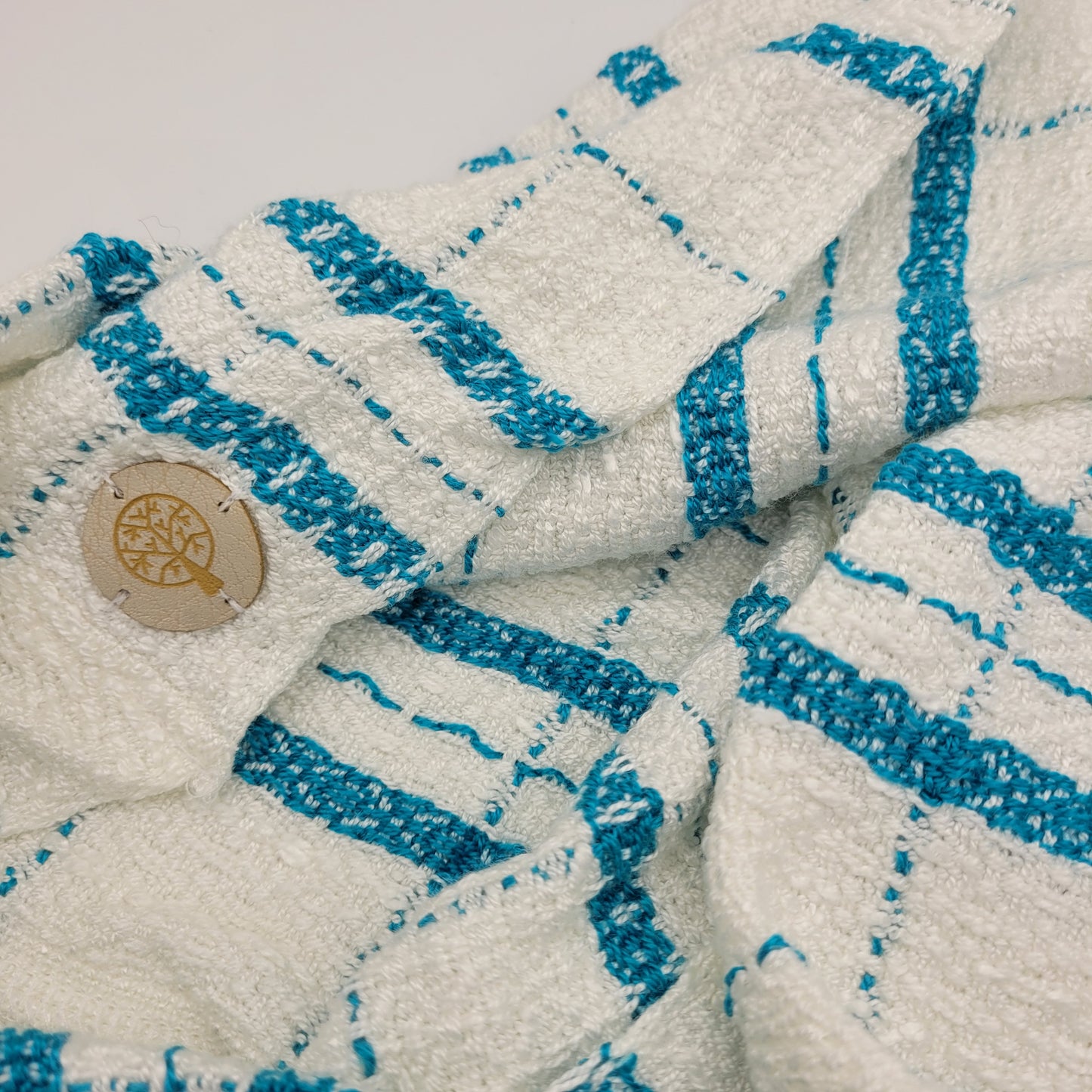 Cowl | Blue Thick & Thin Lined Stripes | Rayon & Tencel Blend | Twisted Mobius Cowl