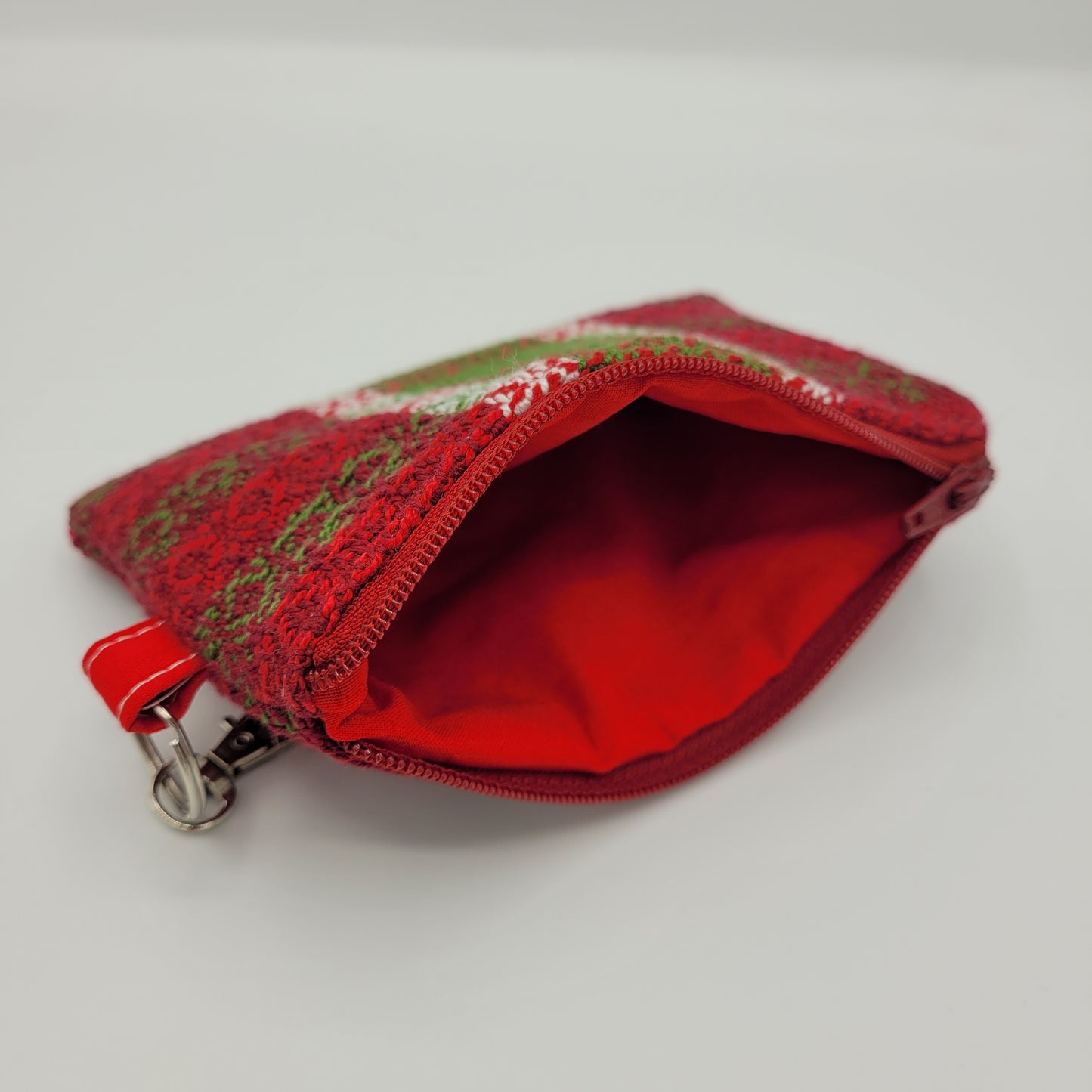 Mini Zipper Pouch | Handwoven Cotton | Holiday Stripes