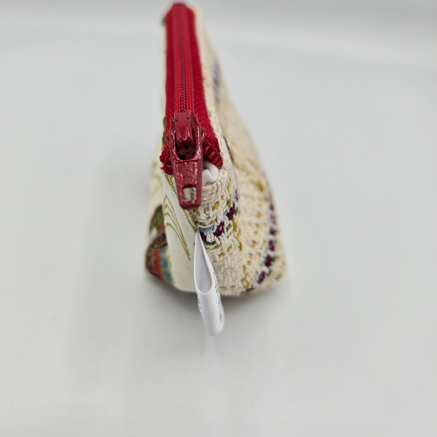 Super Tiny Mini Zip Clip Pouch | Handwoven + Cotton | Gold Lined Buttterflies