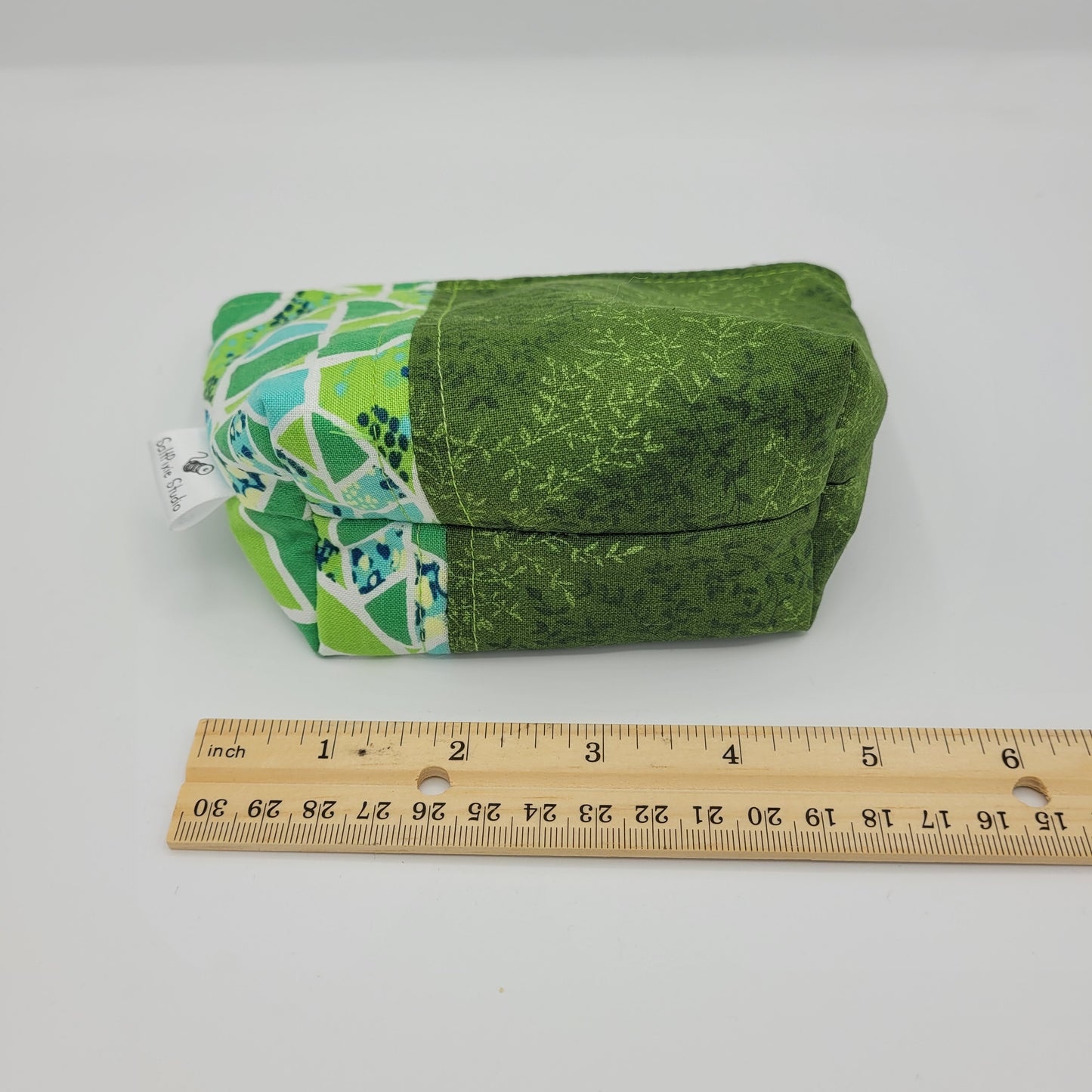 Trinket Bag | Cotton Split Panel | Geometric Leaf