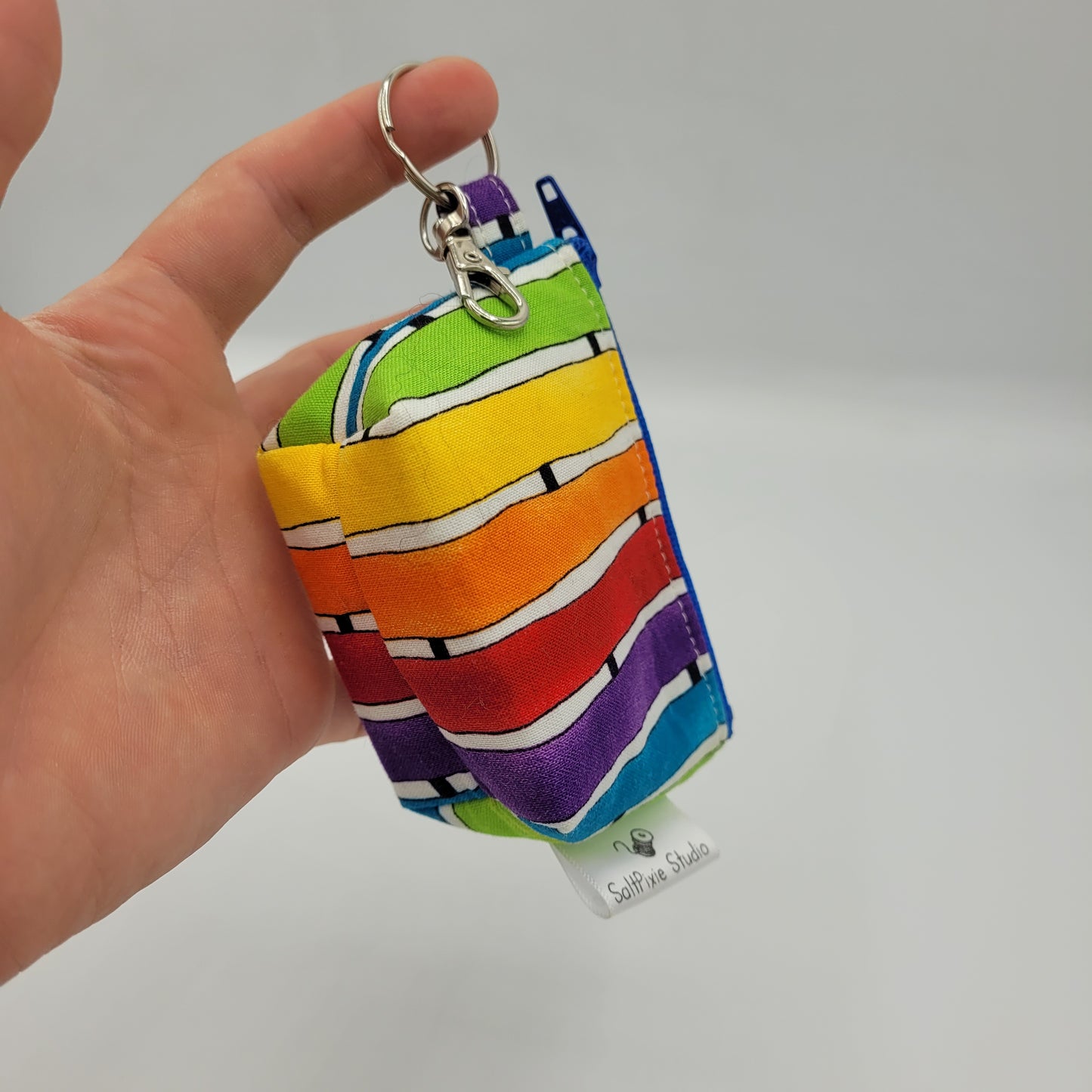 Super Tiny Mini Zip Clip Pouch | Cotton | Rainbow Stripes