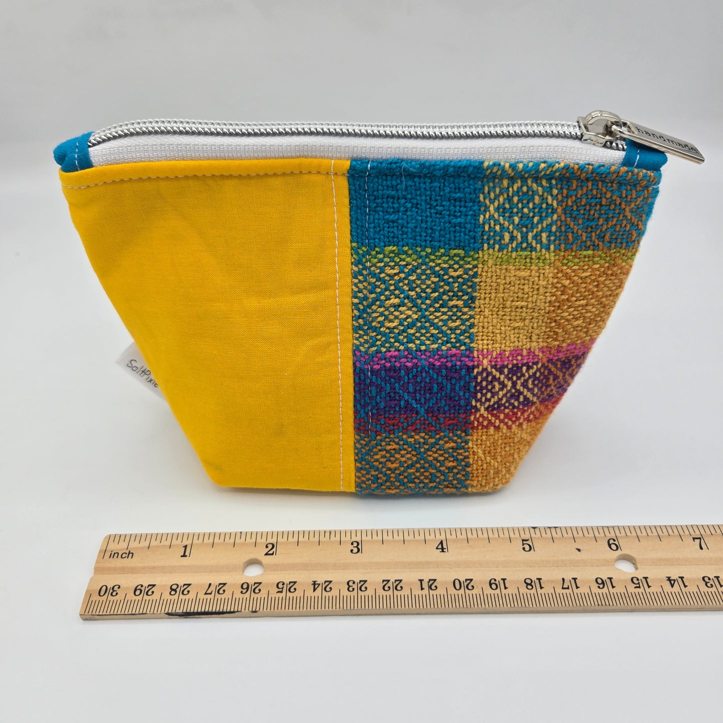 Trinket Bag | Handwoven + Cotton | Marigold and Rainbow
