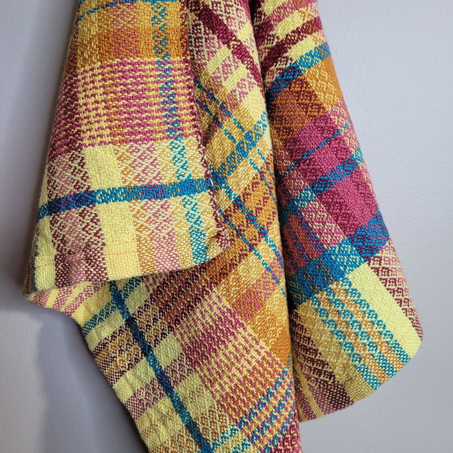 Dishtowel | Handwoven Kitchen Towel | 7 Color Stripes | Summer Sunset | Pale Yellow