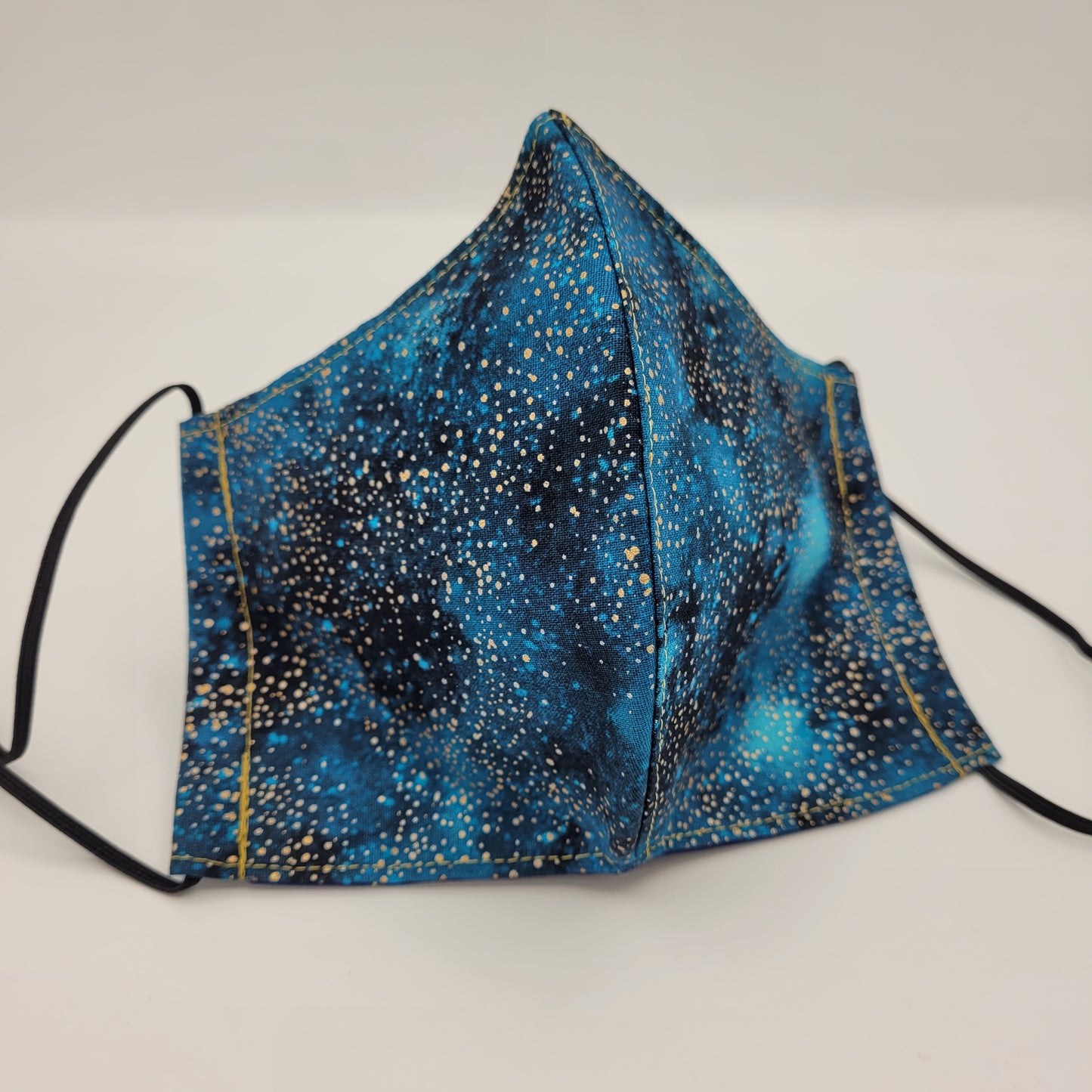 Cotton Face Mask w/ Filter Pocket | Adjustable Tie Ear Loops | Blue/Black Galaxy | Washable Mask