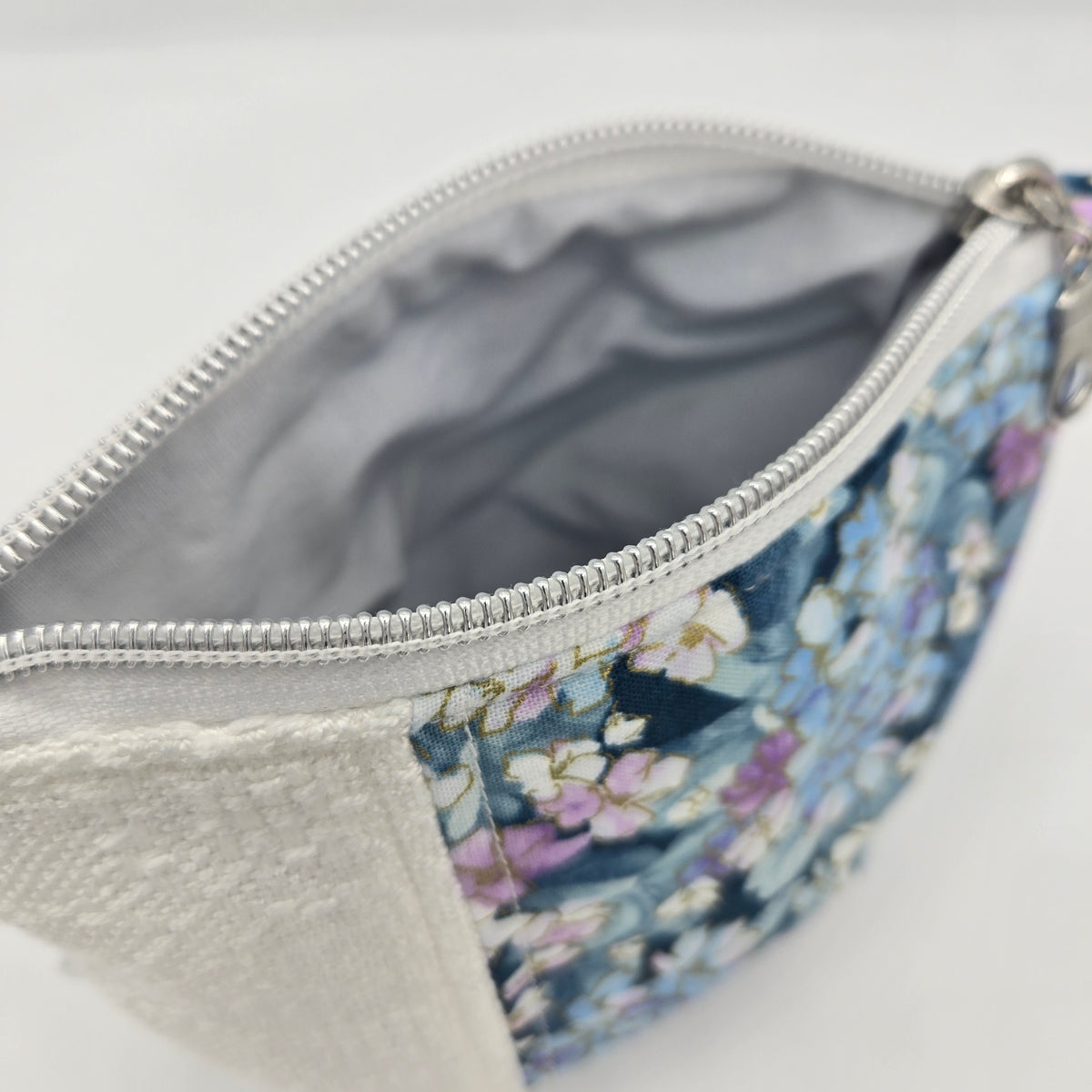 Trinket Bag | Handwoven + Cotton | White and Floral Print