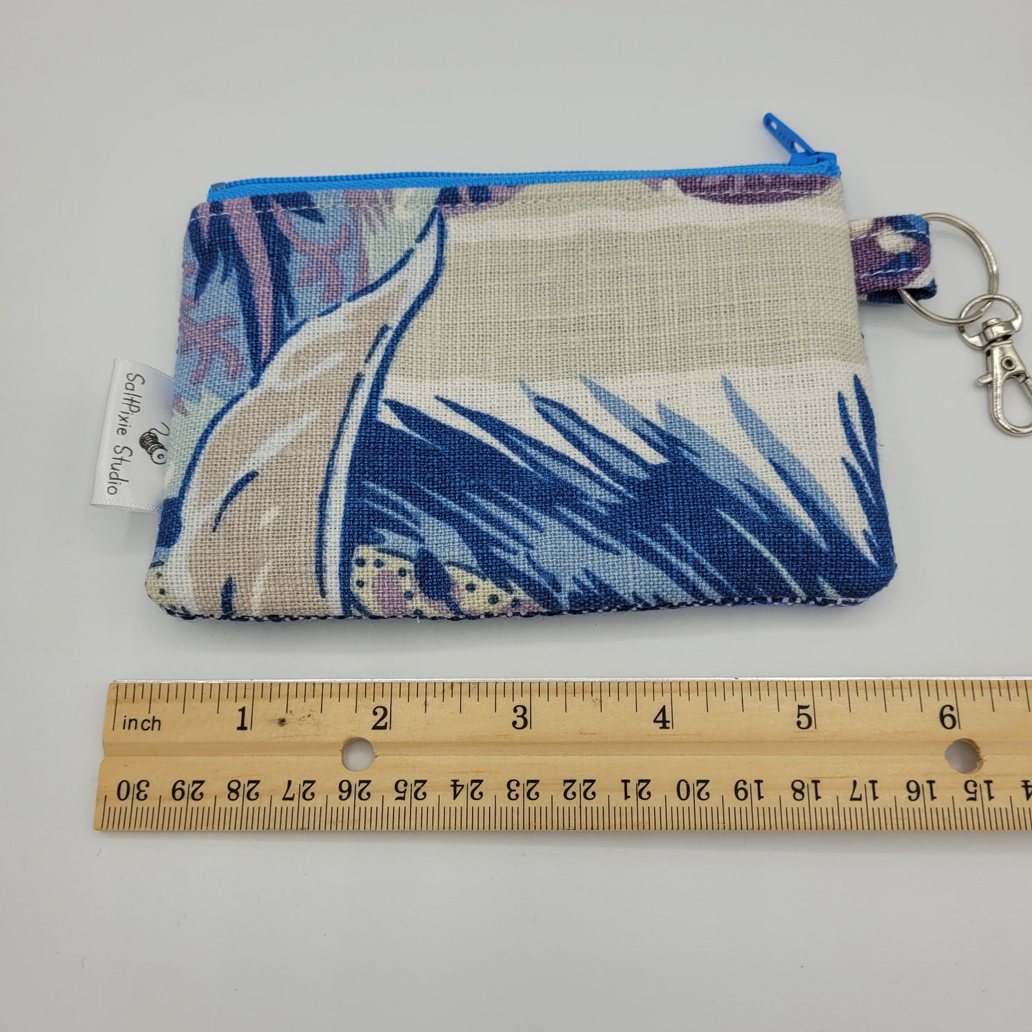 Mini Zipper Pouch | Handwoven Tencel | Tidal Waves