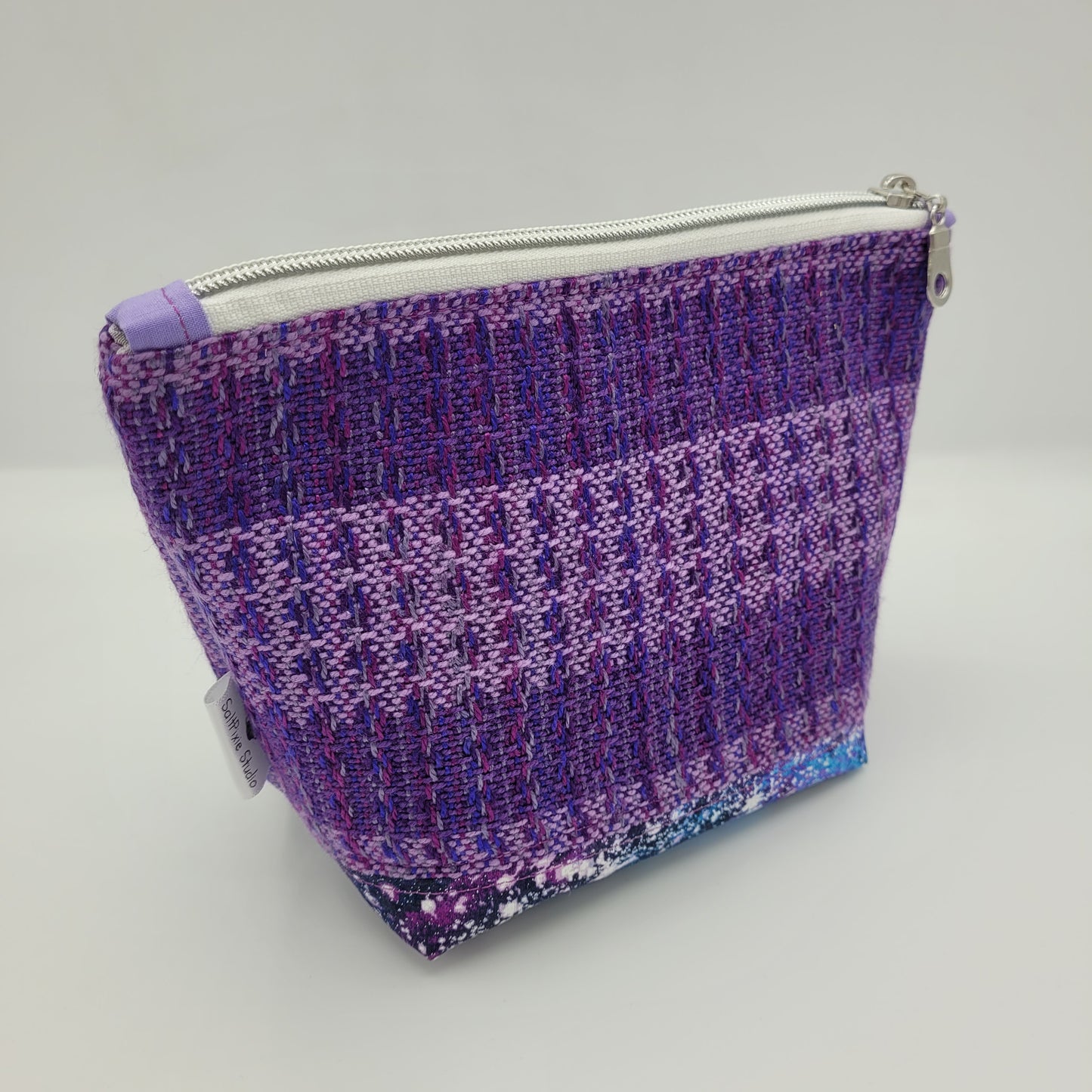 Zipper Pouch | Handwoven + Cotton | Purple Galaxy | Medium