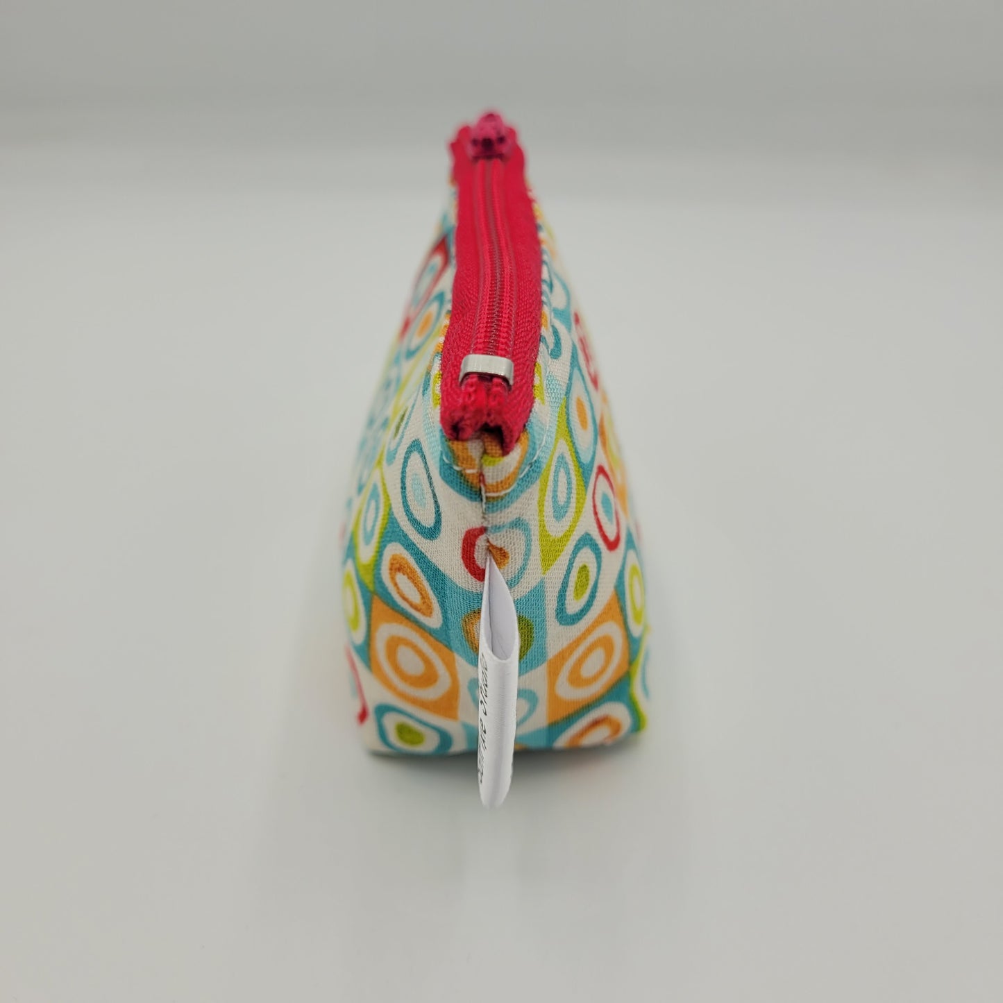 Super Tiny Mini Zip Clip Pouch | Cotton | Geometric Circles in Circles