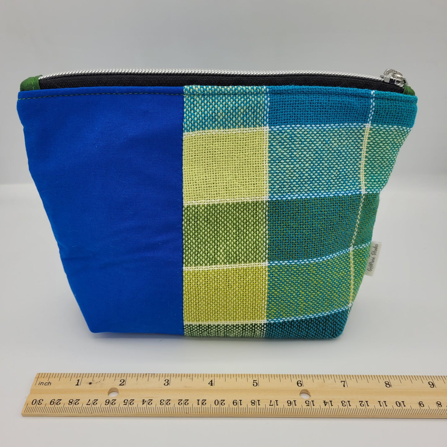Zipper Pouch | Cecily Bag | Handwoven Greens & Blues | Medium
