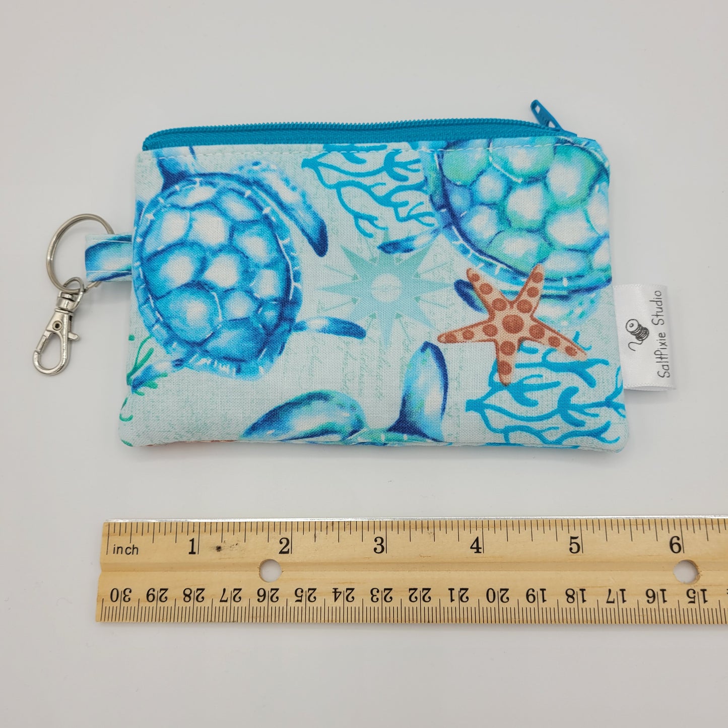 Mini Zipper Pouch | Quilter's Cotton | Turquoise Turtles