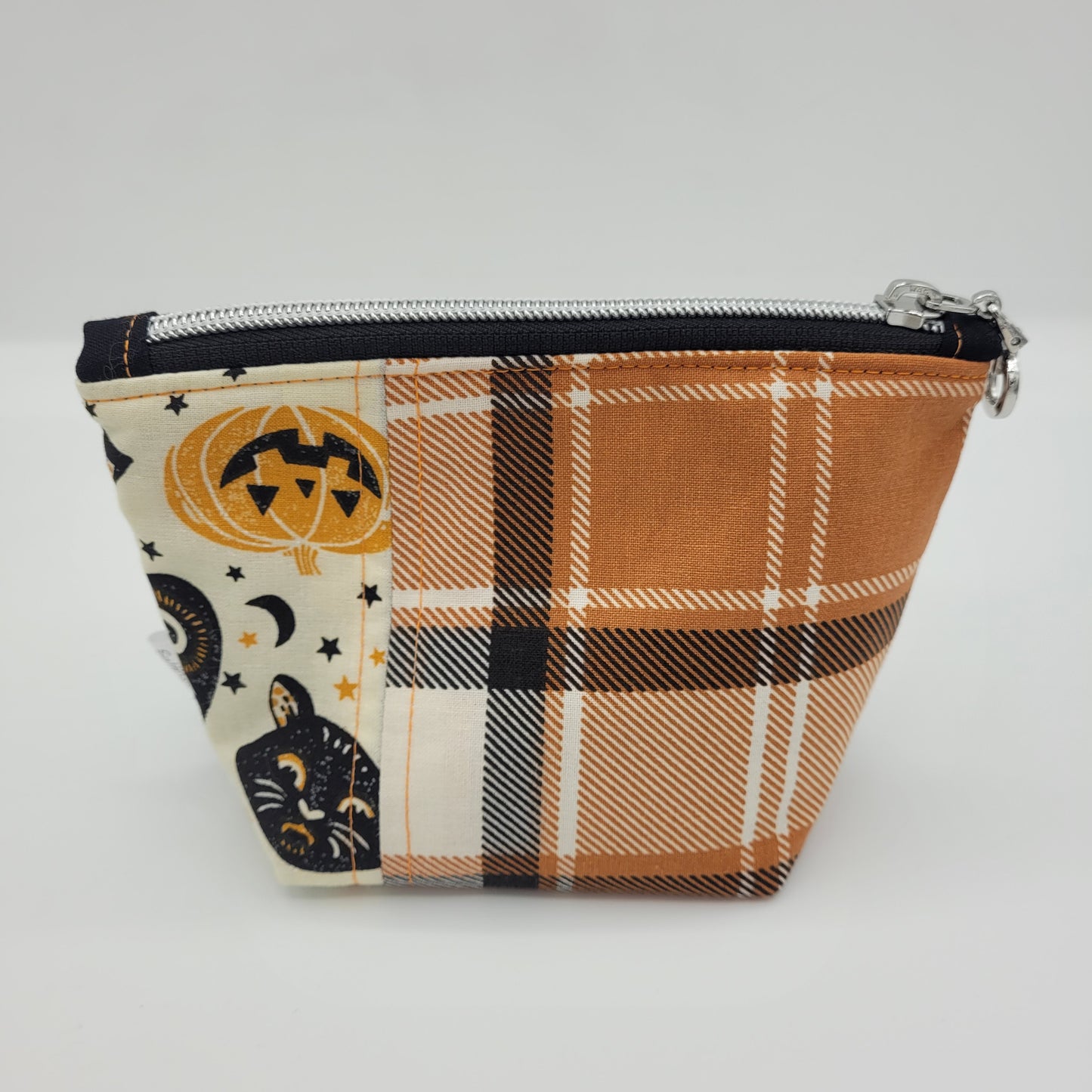 Trinket Bag | Cotton Split Panel | Spooky Pumpkins & Owl Faces
