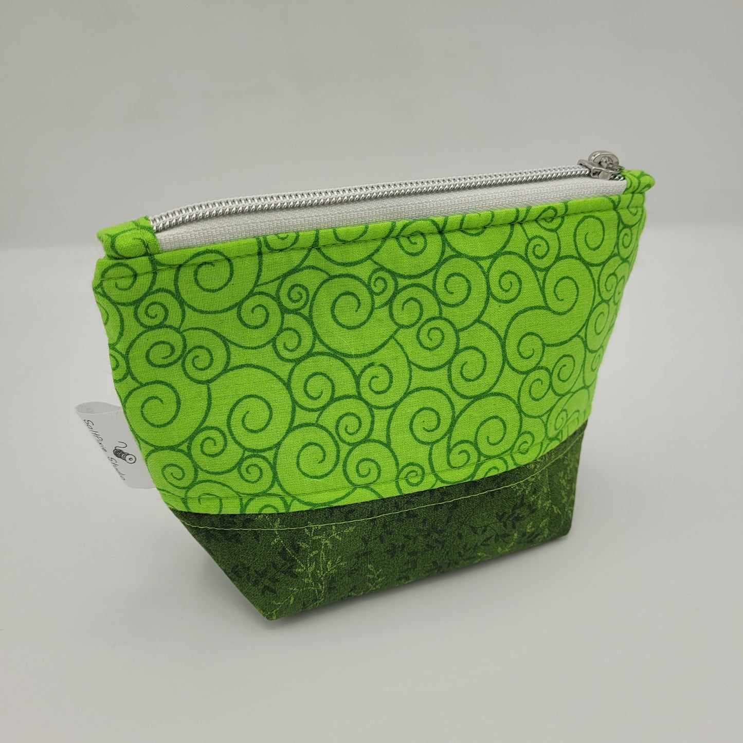 Trinket Bag | Cotton Half Panel | Geometric Leaf