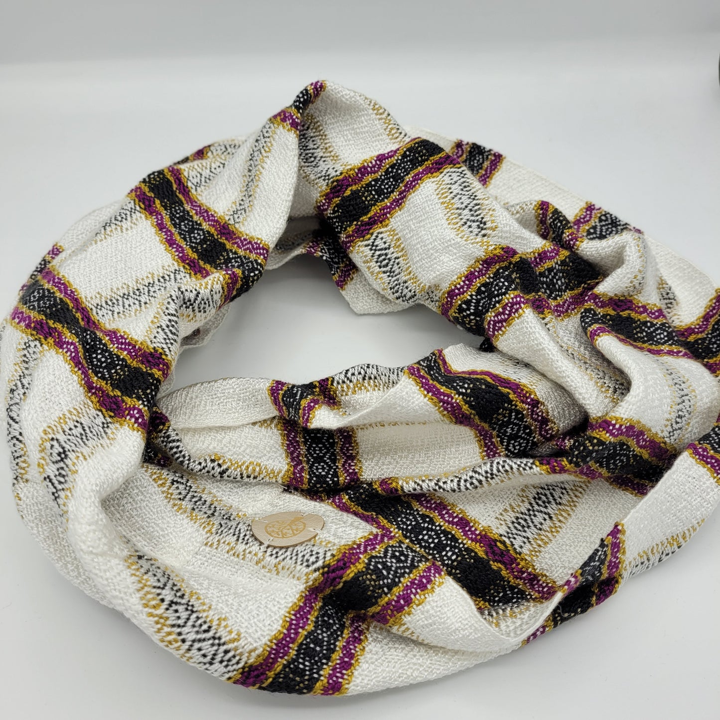 Cowl | Magenta/Gold/Black Stripes | Rayon & Tencel Blend | Twisted Mobius Cowl
