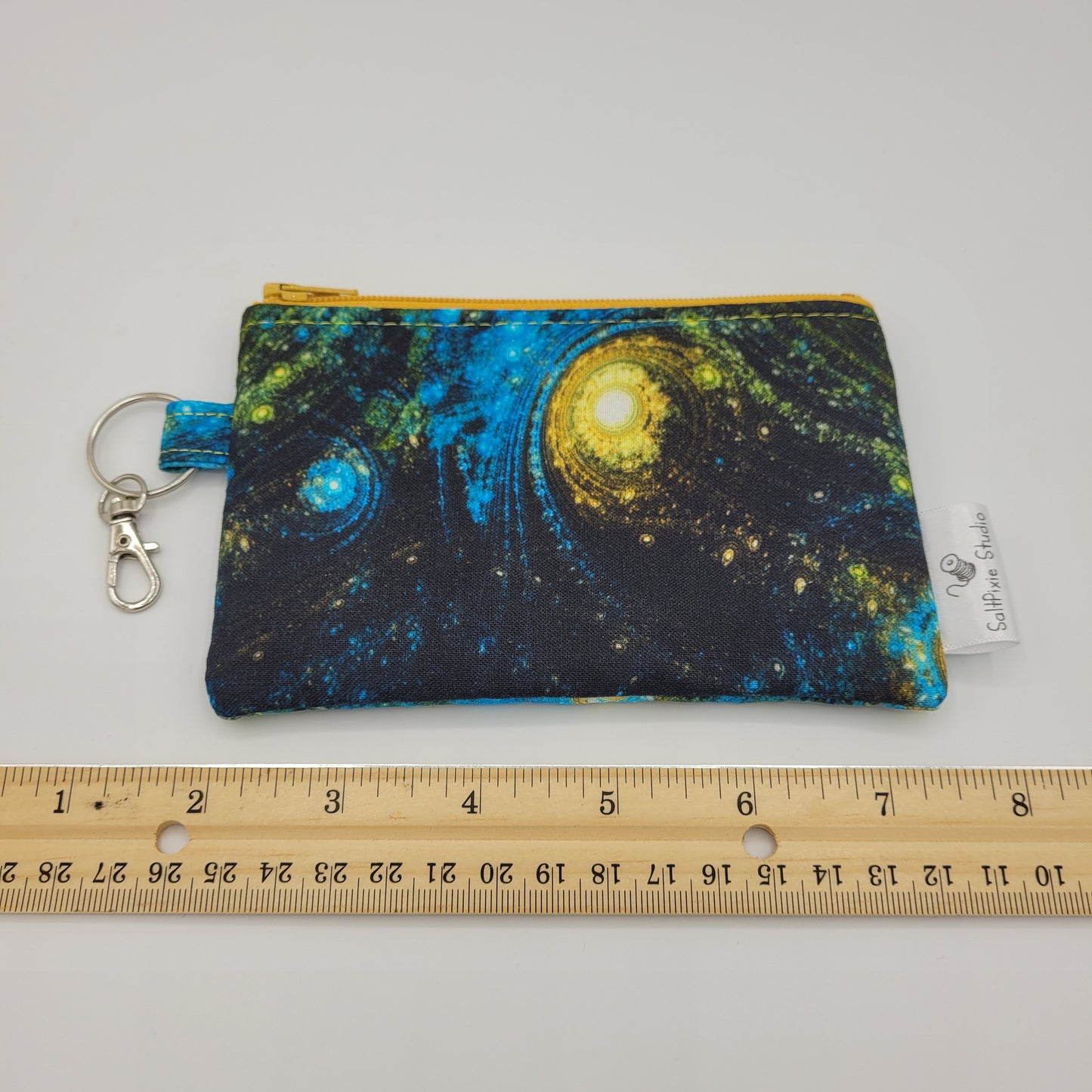 Mini Zipper Pouch | Quilter's Cotton | Blue/Yellow Nebula Print